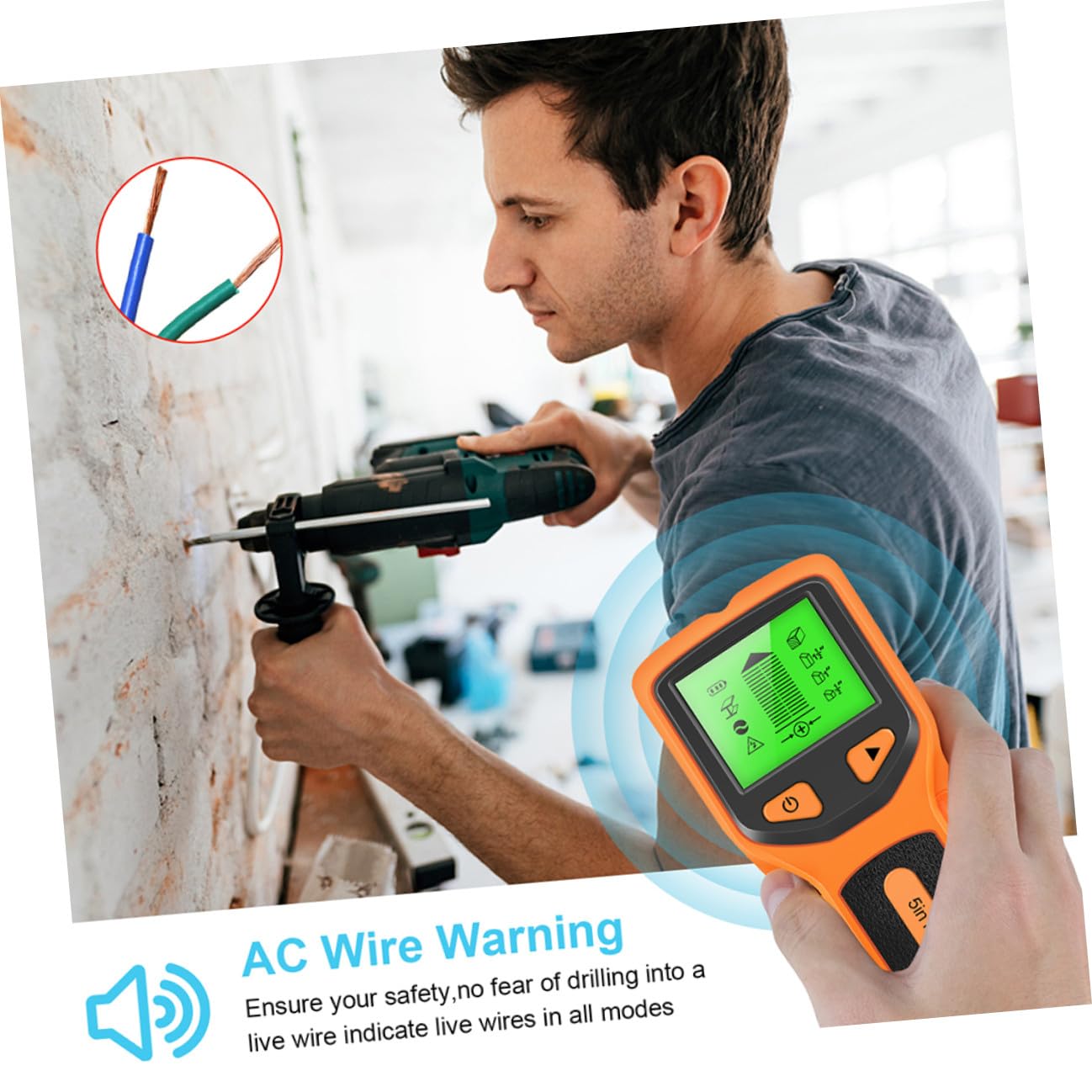 Détecteur de Métaux pour Détecter Fils et Montants Mural Multifonction avec Écran LCD, Capteur ABS Précis pour Projets de Rénovation à Domicile