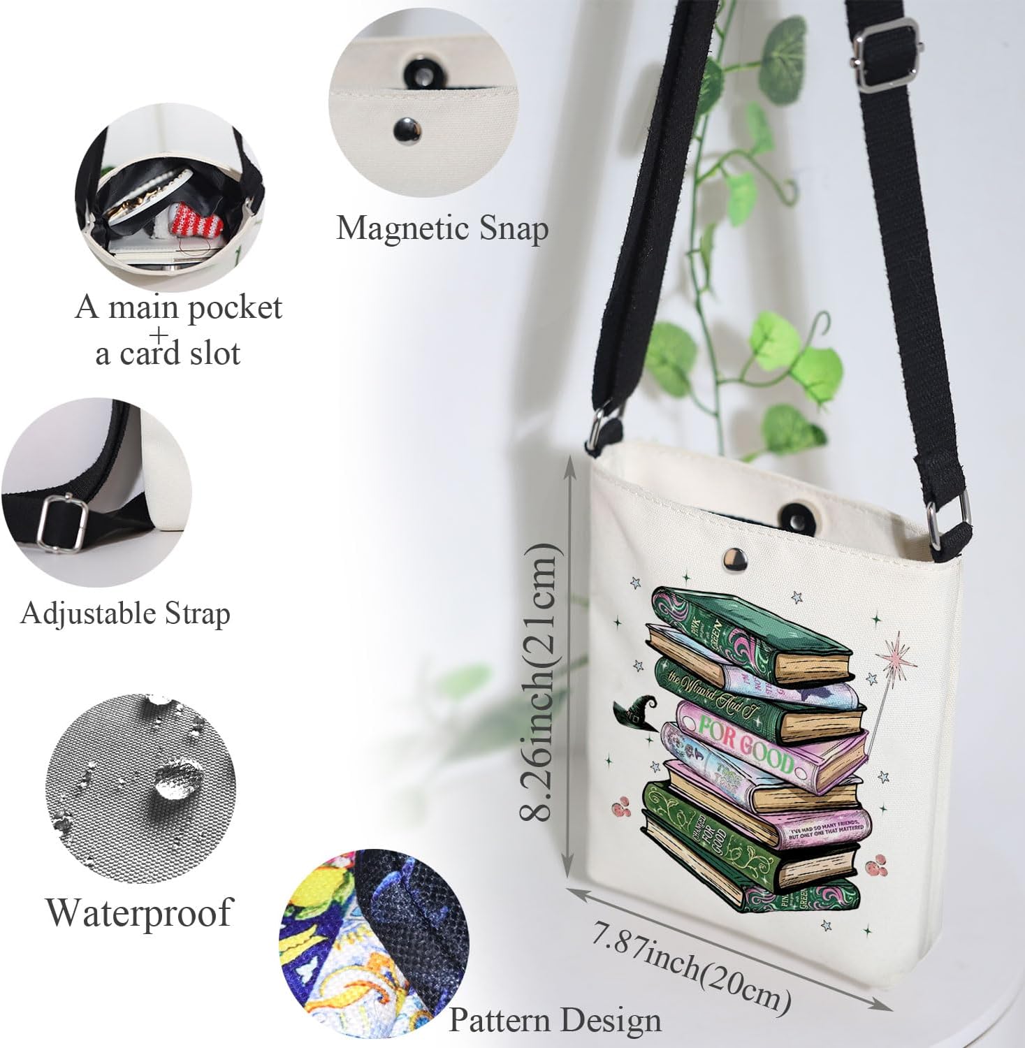 MAOFAED Pink and Green Wizard Gift, Witchy Musical Inspired Gift, Changed for Good Book Crossbody Bag (for good) - Image 4