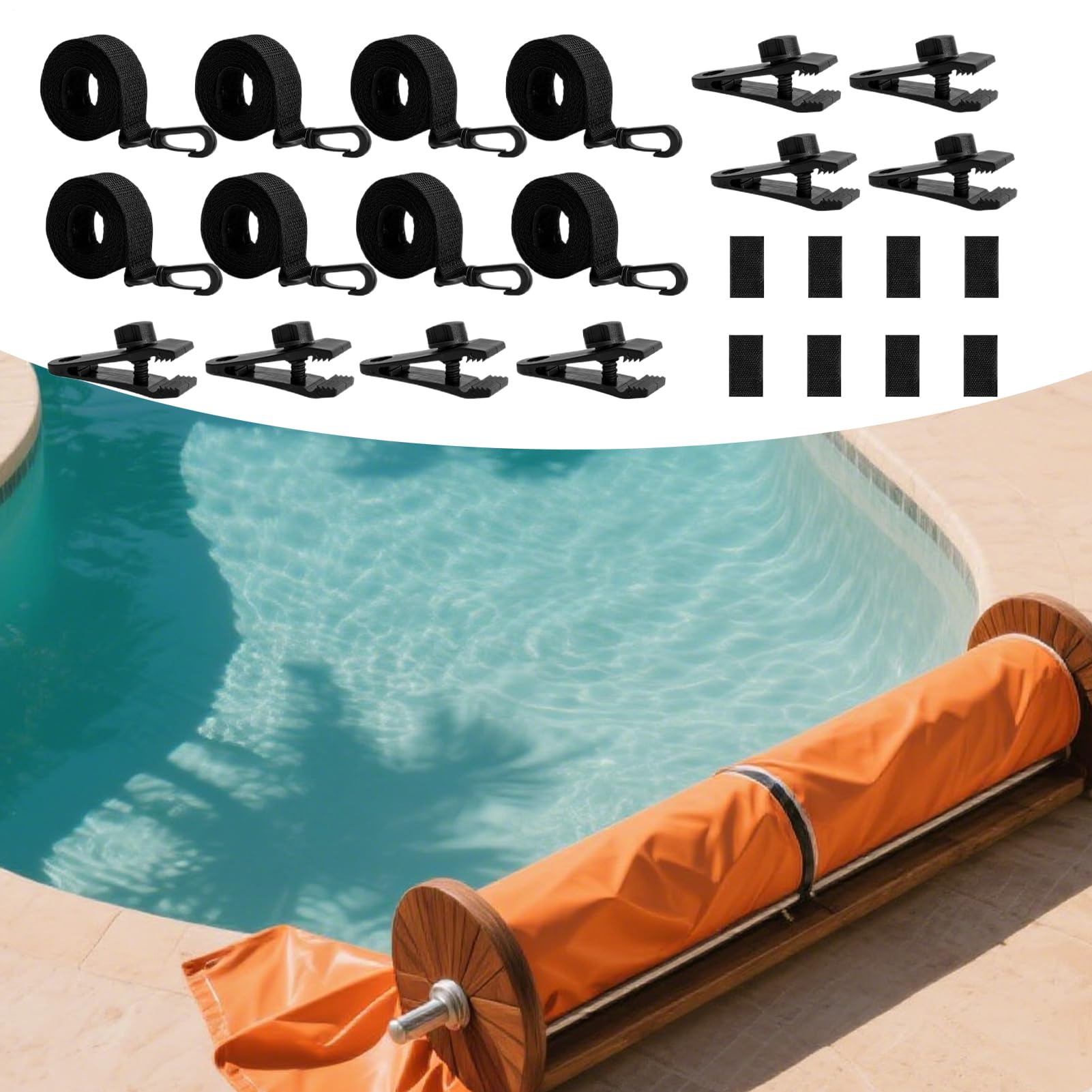 Kit Attacco Avvolgitore Telo Solare Piscina Presa Robusta Installazione | Set Fissaggio Rullo Copertura Piscina Fermagli Per Cinghie, Giardino, Casa, Patio, Piscina Fuori Terra