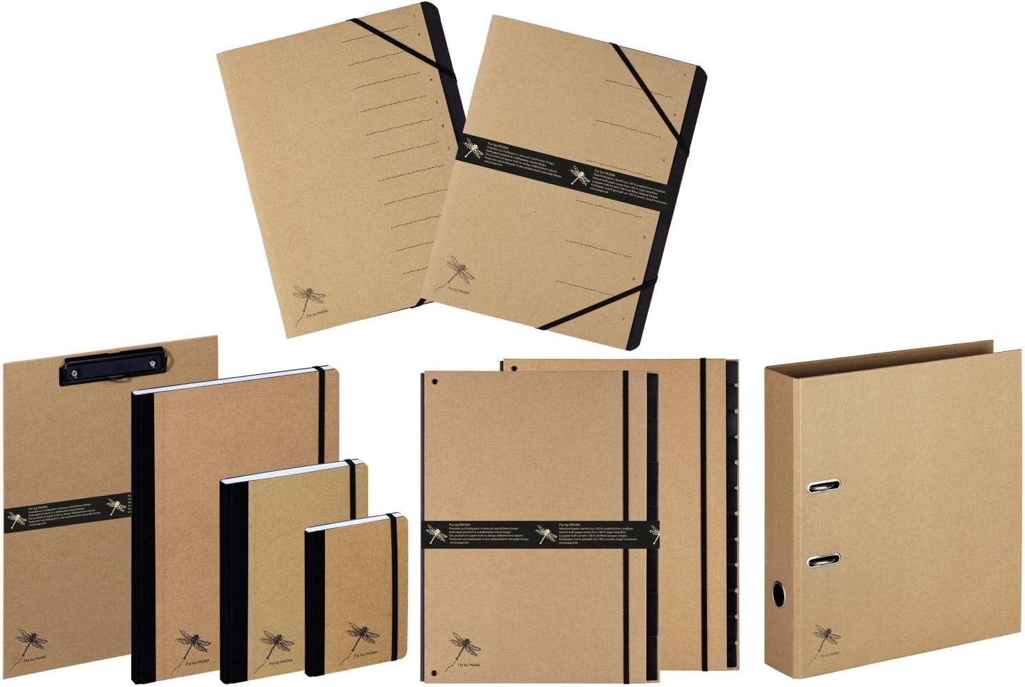 Pagna Desk Organiser 12 Compartments Black Elasticated Corners Recycled Cardboard Coated with Kraft Paper