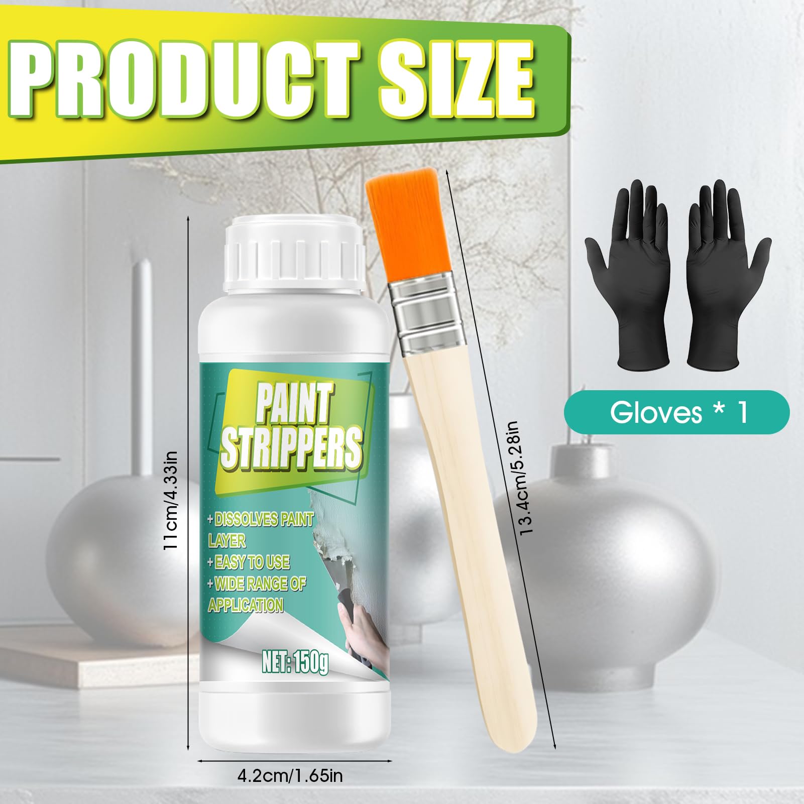 Décapant Peinture Puissant pour Métal et Bois 150g avec Pinceau et Gants