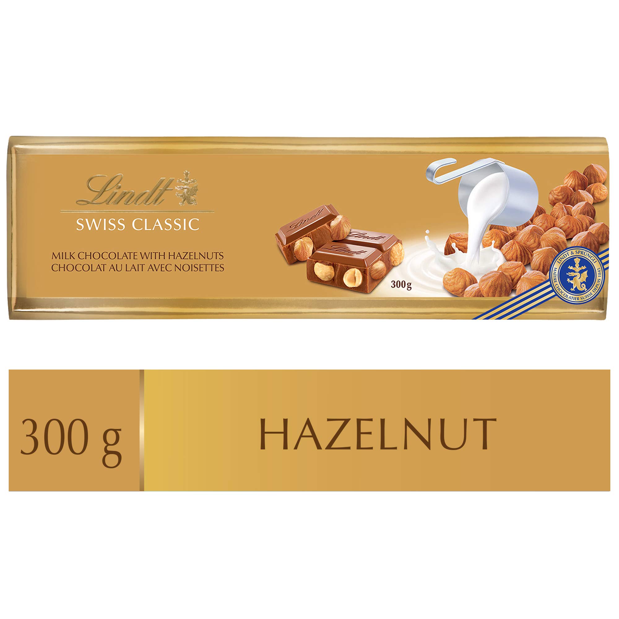 Lindt Swiss Classic Gold Hazelnut Milk Chocolate Bar, 300 Grams
