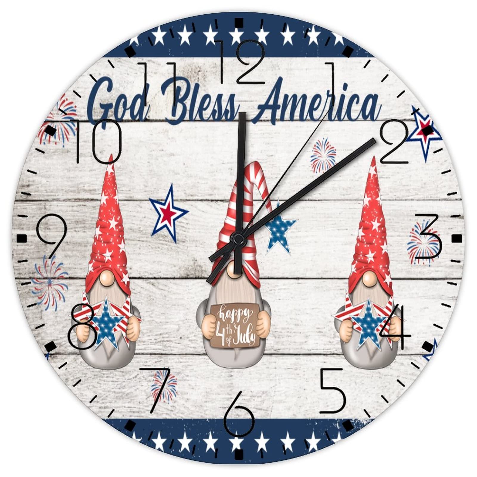 Horloge murale en bois rustique God Bless America idée cadeau bureau