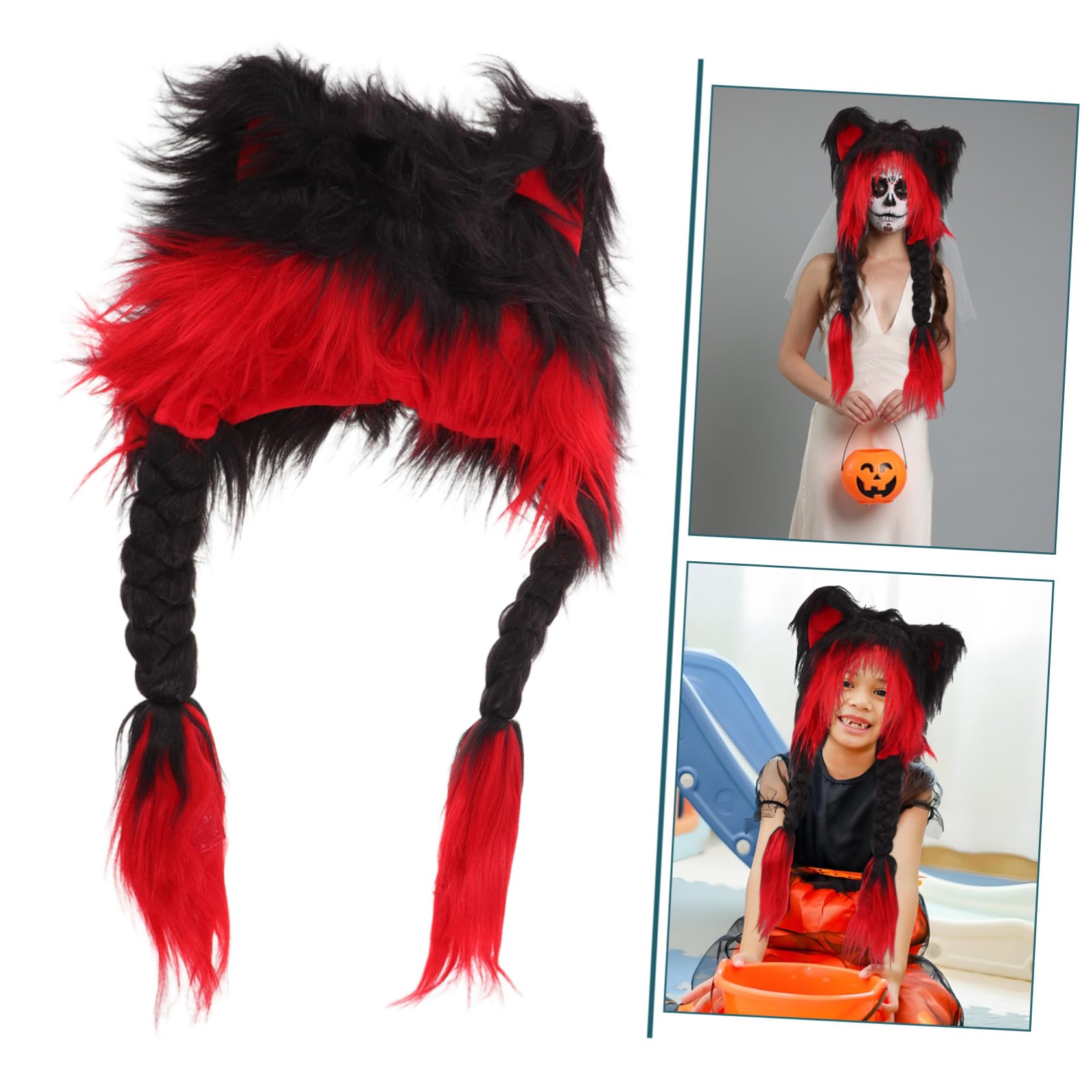 FOMIYES Gorro de Felpa con Orejas de Gato Cálido y Diseño Protector de Orejas para Mujer para Cosplay Fiestas de Halloween y Uso Otoño Invierno