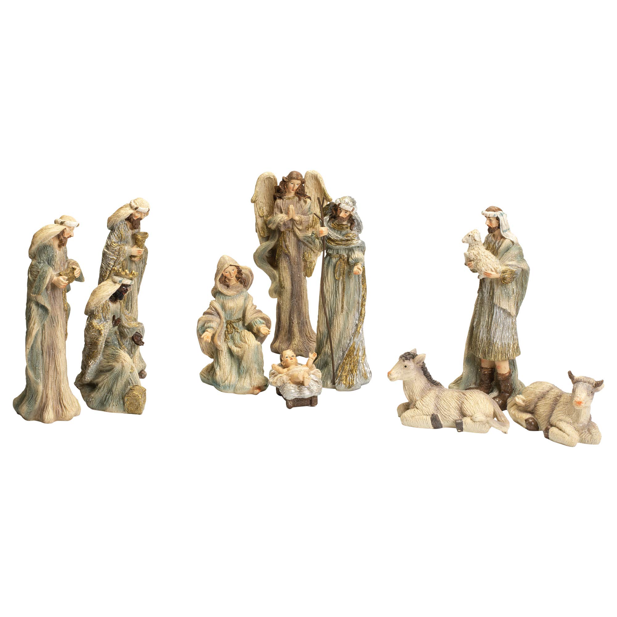 Transpac Imports, Inc. Nativity Pastel 8 x 3 Resin Stone Christmas Holiday Figurines Set of 10