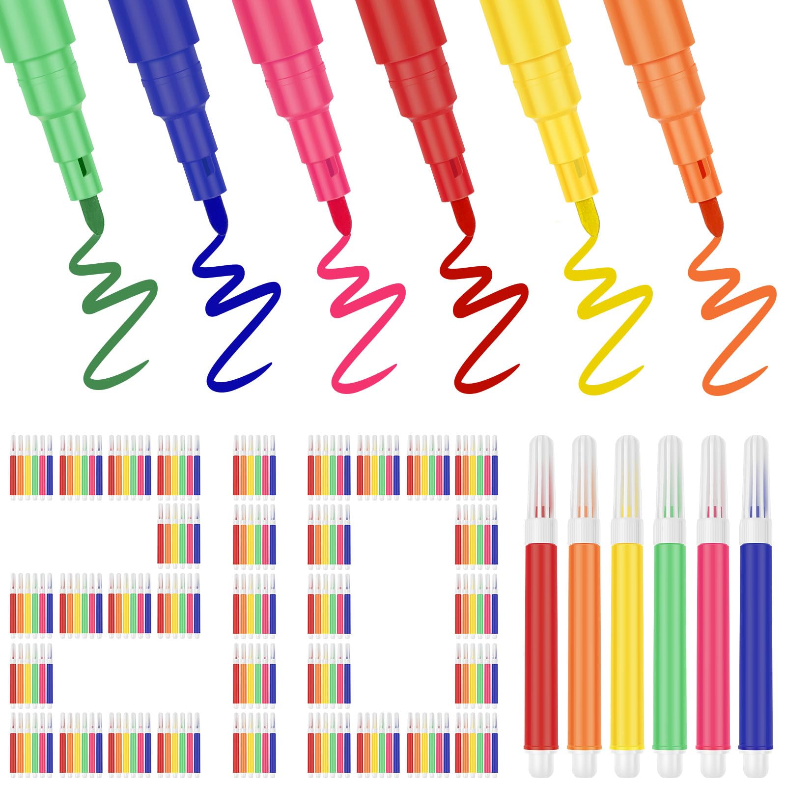 BOBASH 210 Pcs Mini Markers Set 3.4 Inch Vibrant Colors Portable Small Marker Pens Assorted DIY Doodle Pen for Kids Adults Art Crafts