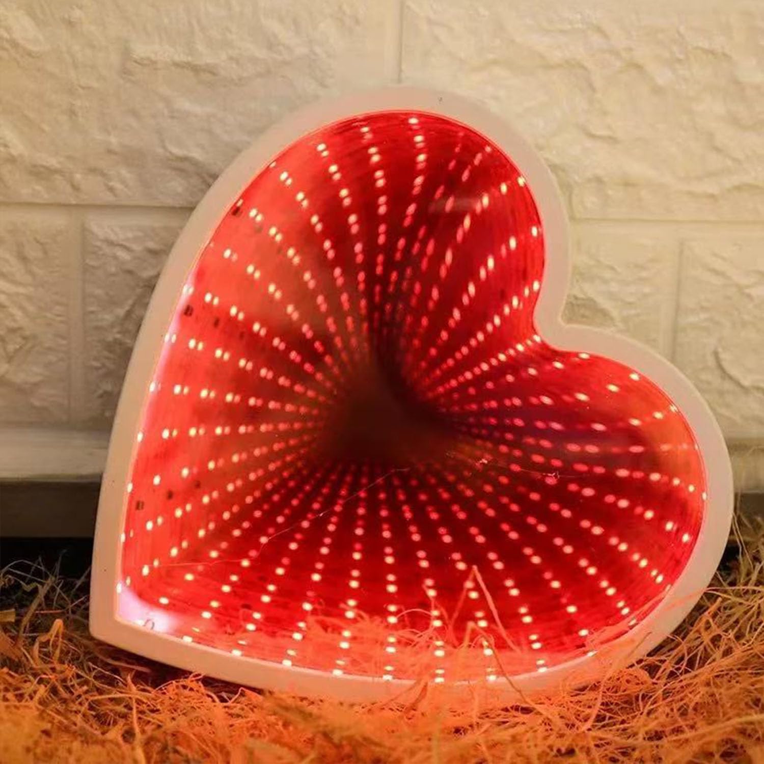 Xusdamyj Infinity Mirror Tunnel LED Night Light Neon Sign,3D Tunnel Lamp Desktop Lamps for Party Home Decor (Heart) — image 1