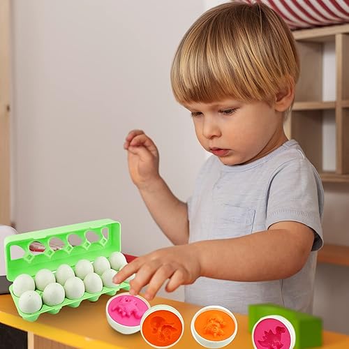 Miniatura 8 de Dimple Juguete a juego de 12 huevos de dinosaurio a juego con soporte para huevos de Pascua con soporte - Juguetes de huevos para niños pequeños
