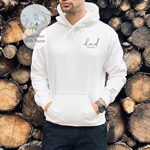 Miniatura 4 de IZI POD Sudadera bordada modificada para requisitos particulares del año del papá, camisa del papá con los nombres de los niños, personalizada