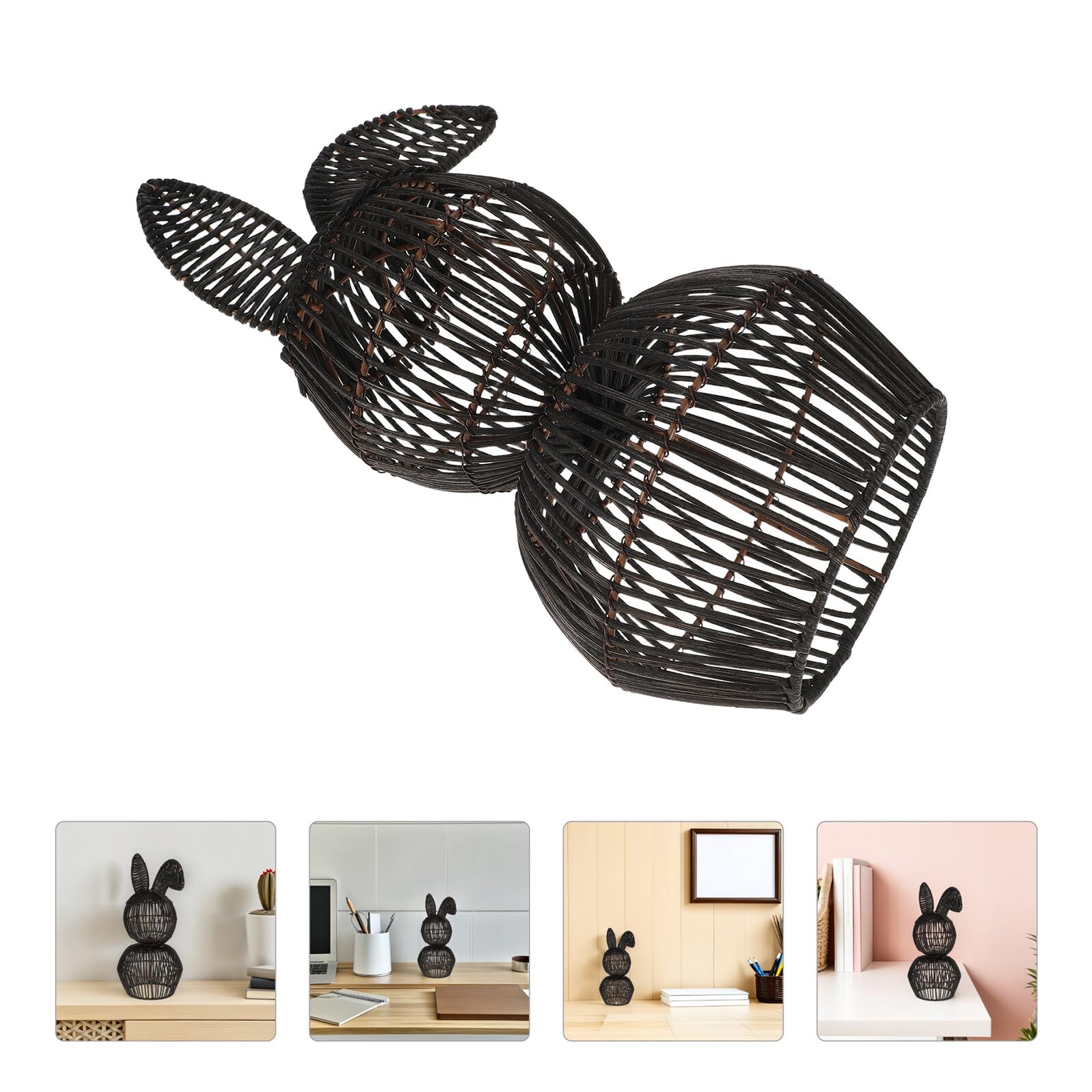 Coniglietto Pasquale in Rattan Intrecciato a Mano 15x30 Cm, Decorazione Primaverile da Tavolo e Veranda, Ornamento Naturale Leggero per Feste e Arredamento Rustico