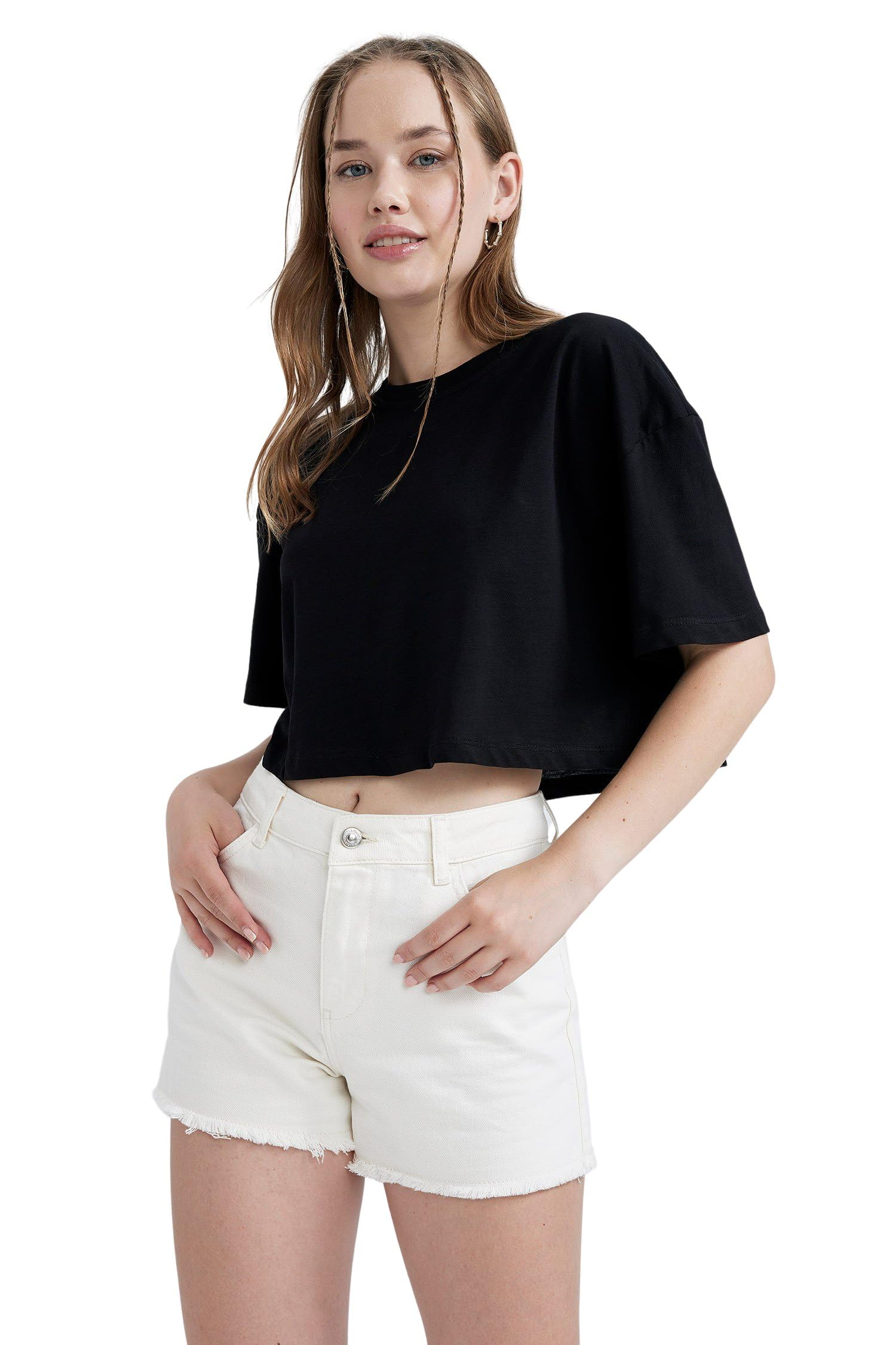 Kadın Coool Oversize Fit Kısa Kollu %100 Pamuk Tişört