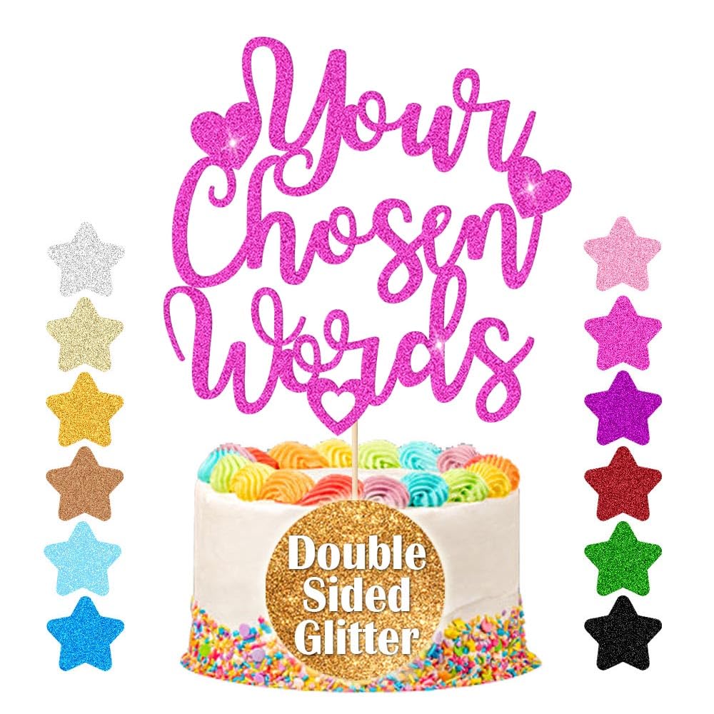 EDSG Personalised Cake Topper | Custom Cake Decoration with Any Text | Multicolour Glitter Wedding Party Decoration 13 15 18 21 25 30 45 60 (Pink)