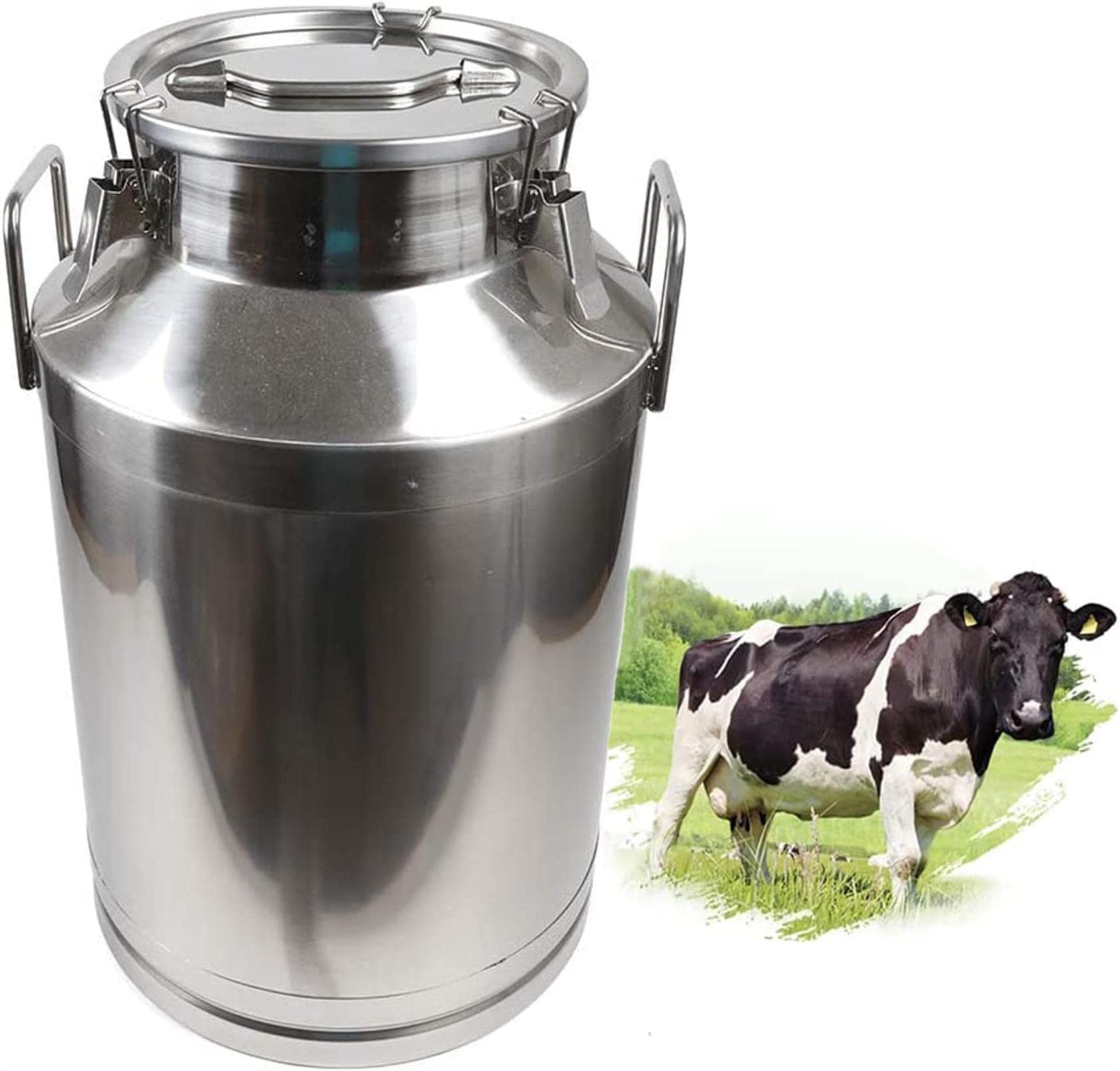SaryEdge 304 Stainless Steel Milk Transport Can 12-60L Milk Bucket Oil Barrel Pail Tote Jug Milk Canister with Silicone Sealed Lid for Liquid Storage Cont,12L,12L(3.16 Gallon)