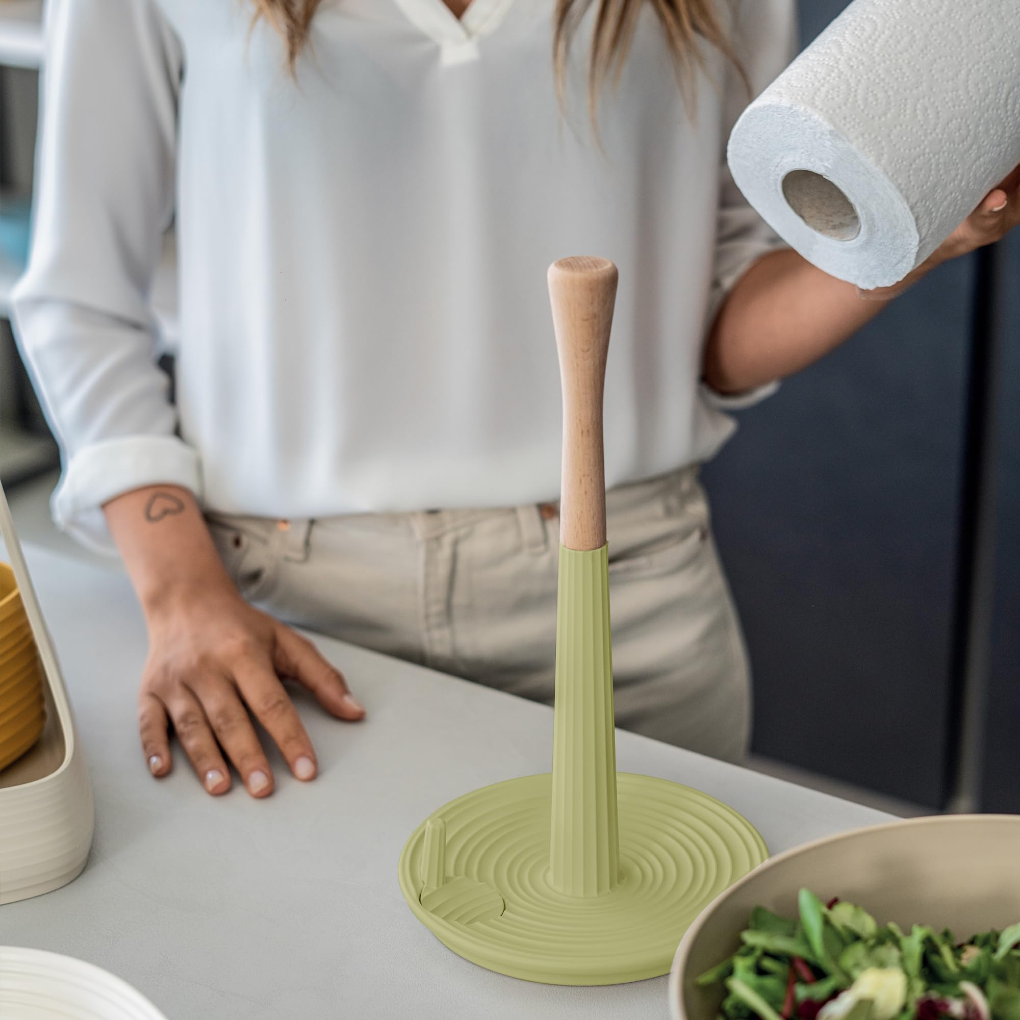Guzzini -PORTAROTOLO UNIVERSALE DA CUCINA ''ROLL&TEAR''Verde alga