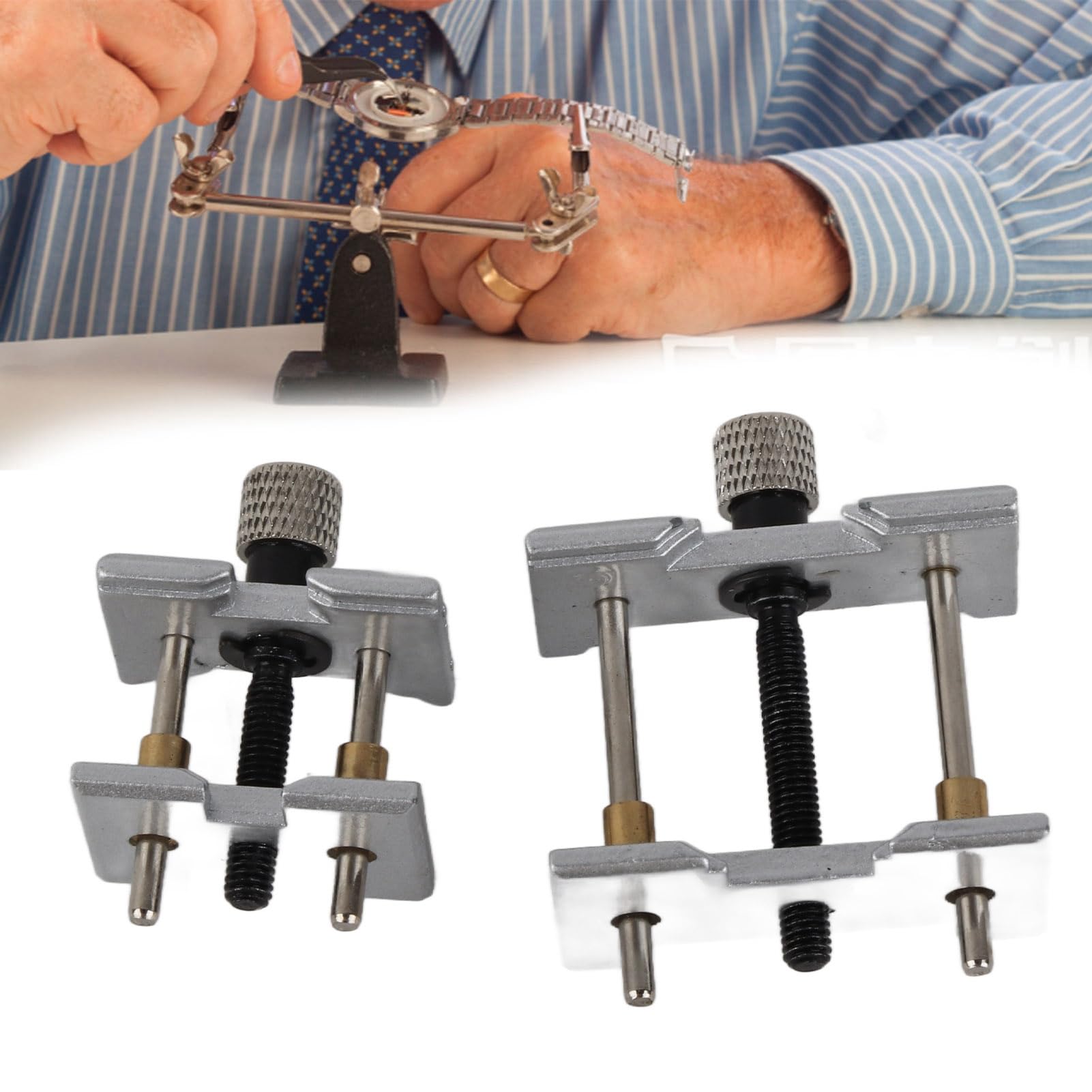 VGEBY Boîtier De Montre Support Pince - Outils De Réparation Horloger Avec 15 Trous Et Rivets - Bloc De Doming En Acier Carbone