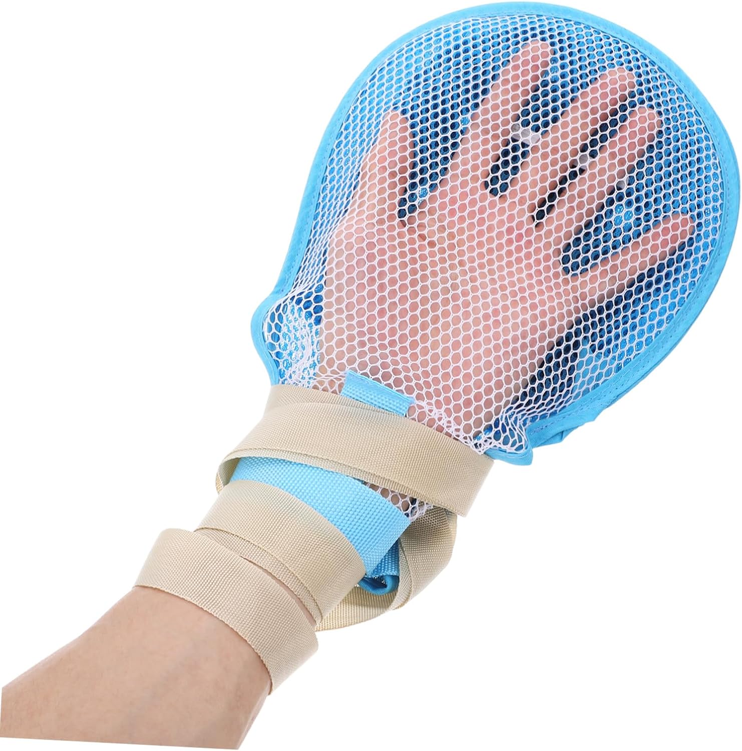 Breathable Finger Control Gloves for Elderly Care Anti-scratch Safety Mitts Blue Fit Comfortable Blend for Patient Protection