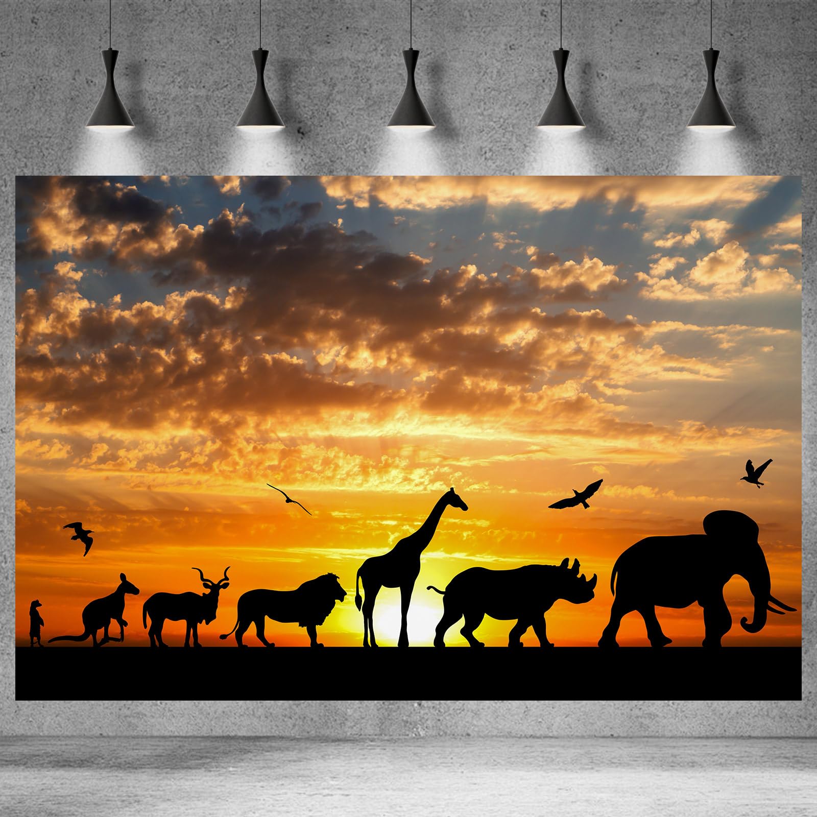 Jungle Animals Backdrop Tropical African Forest Wild Animals Safari Theme Party Photography Background Children Boys Birthday Banner Decorations Portraits Photo-Shoot Props Background 10x8ft