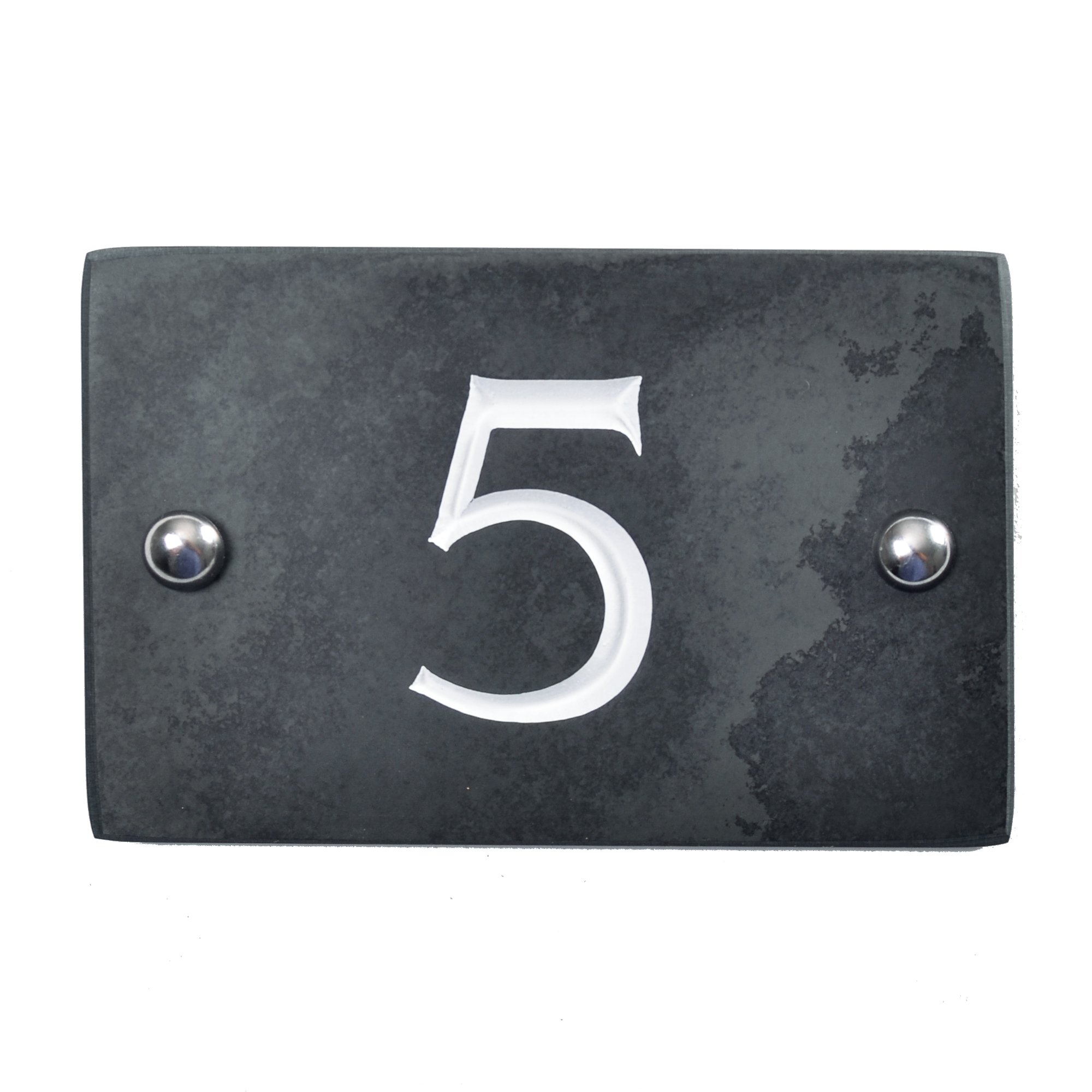 slate engraved house number 5