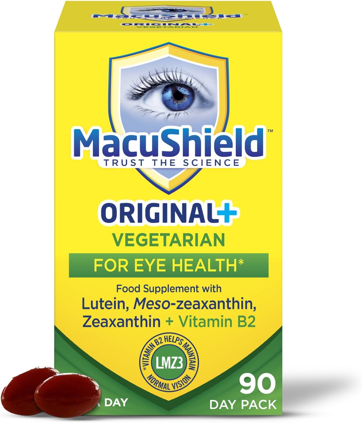 MacuShield Original+ Vegetarian โ Eye Health Supplement, 90-Day Pack