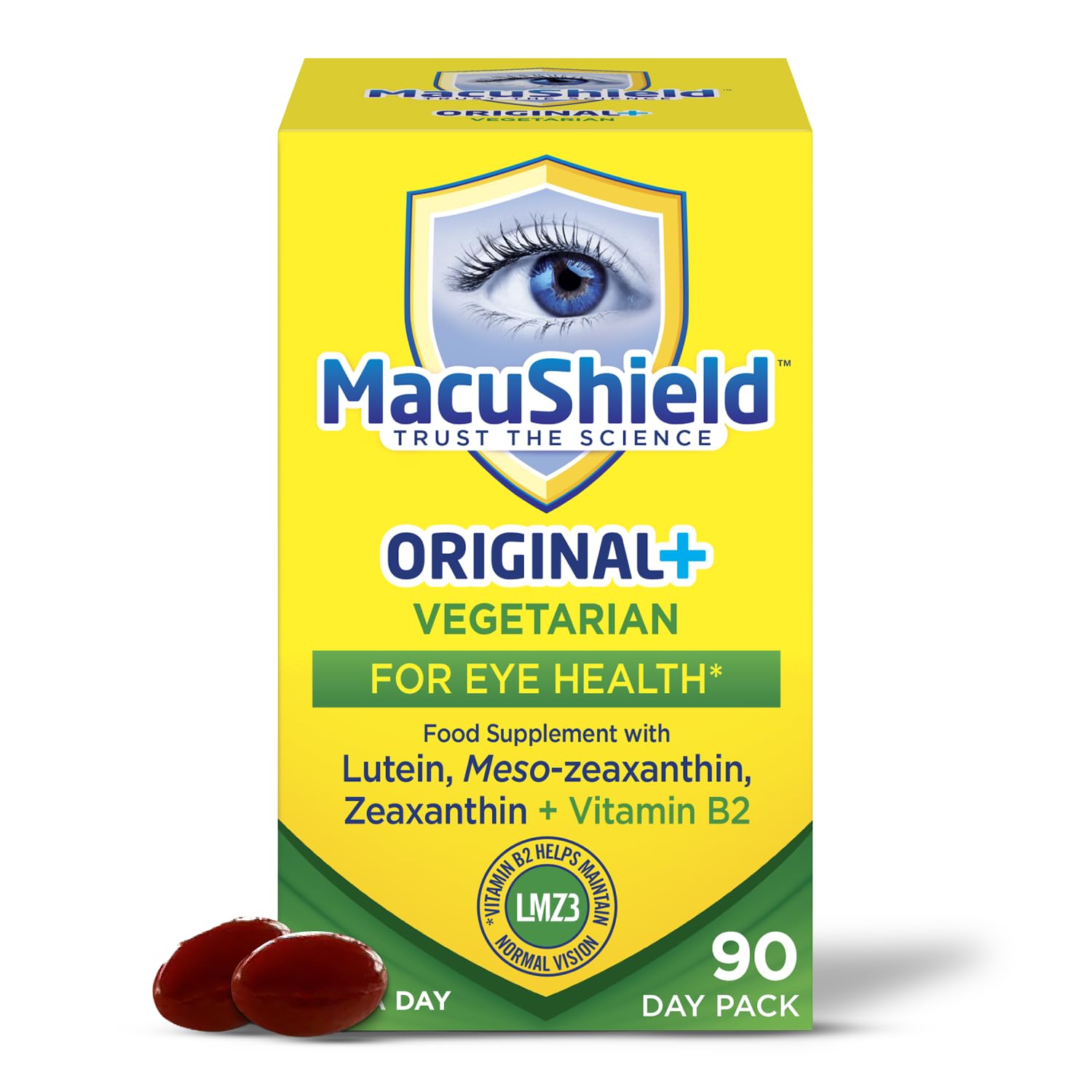 MacuShield Original+ Vegetarian – Eye Health Supplement, 90-Day Pack