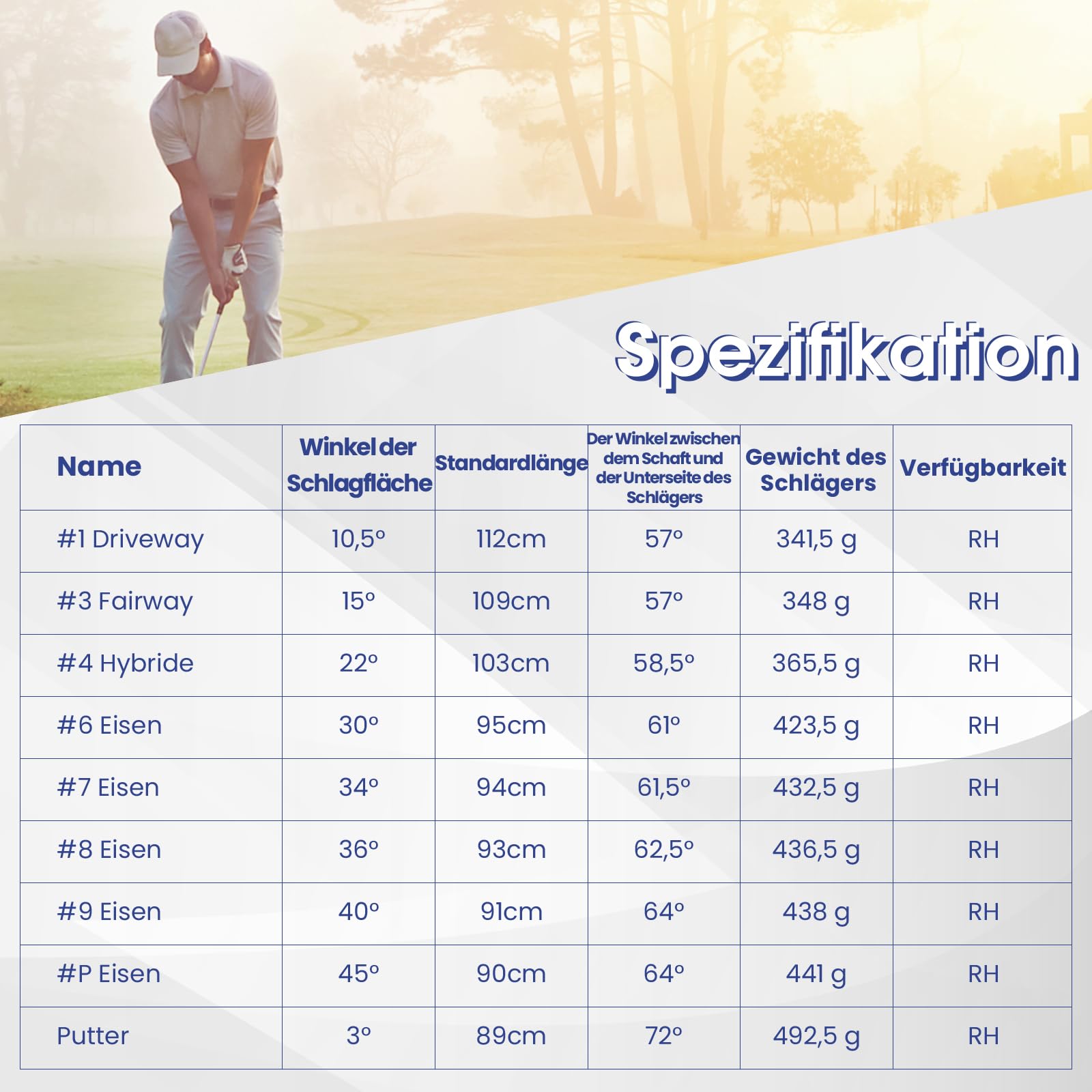 COSTWAY komplettes Herren Golfschläger Set, 9 teilige Golfschlägersätze rechtshändig mit Regenhaube, Golfset mit 1 Driver & 3 Fairway & 4 Hybrid & 6/7/ 8/9/ P Eisen & Putter (Grau)