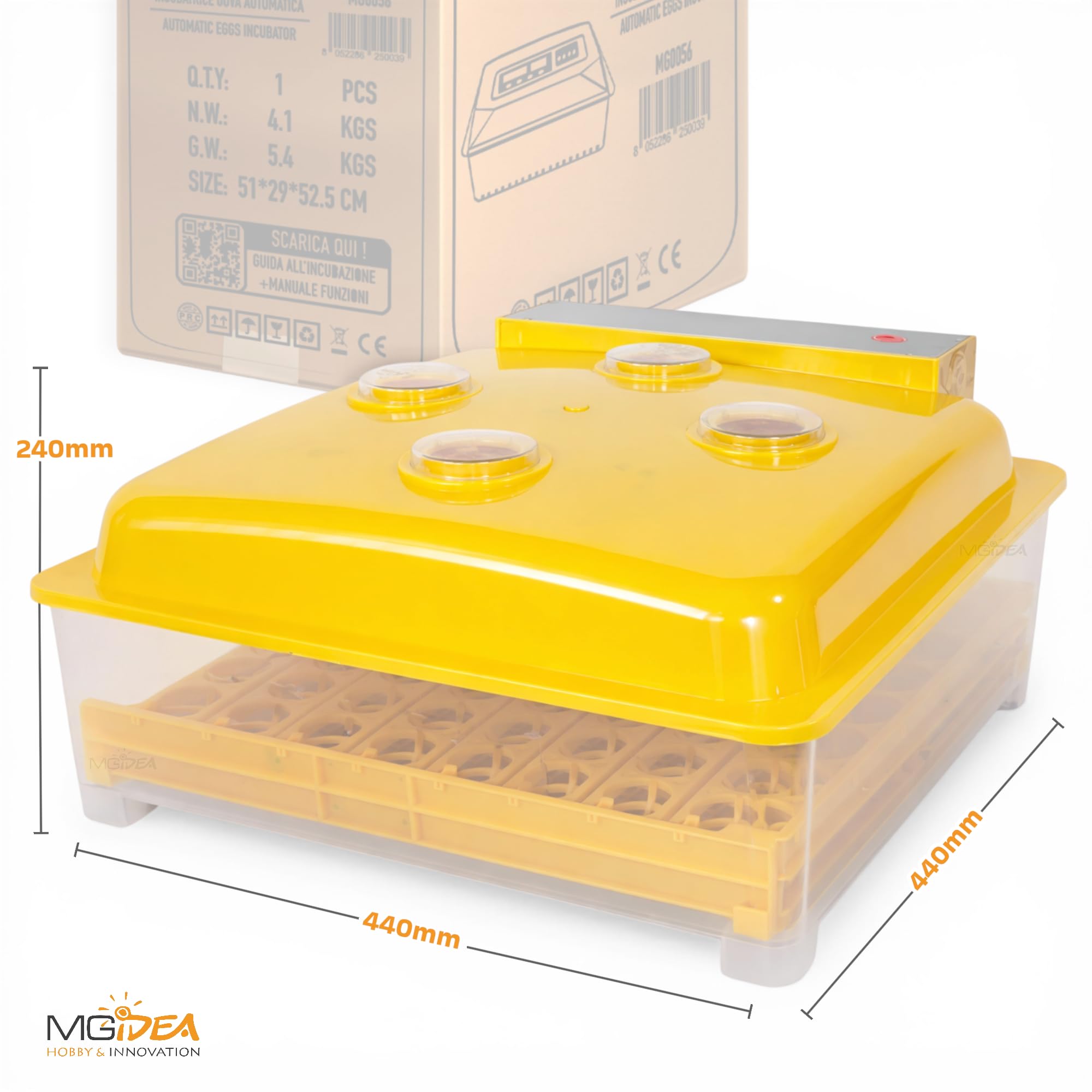 INCUBATRICE 56 PLUS POSTI AUTOMATICA GIRAUOVA IGROMETRO KIT SVEZZAMENTO COVA UOVA