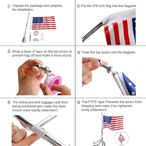 Miniatura 7 de Motocicleta de color vivo resistente a la decoloración de 6 x 9 pulgadas con soporte de asta de bandera para Honda Goldwing CB VTX CBR Yamaha para