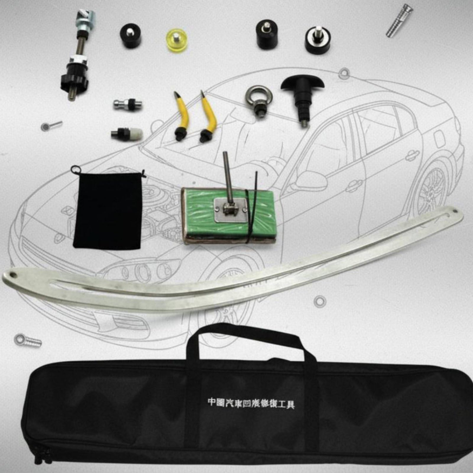 Auto Riparazione Ammaccature Dispositivo Kit Attrezzo Strumento Barra Curva Acciaio Inox per Parafanghi E Archi Ruota Officine