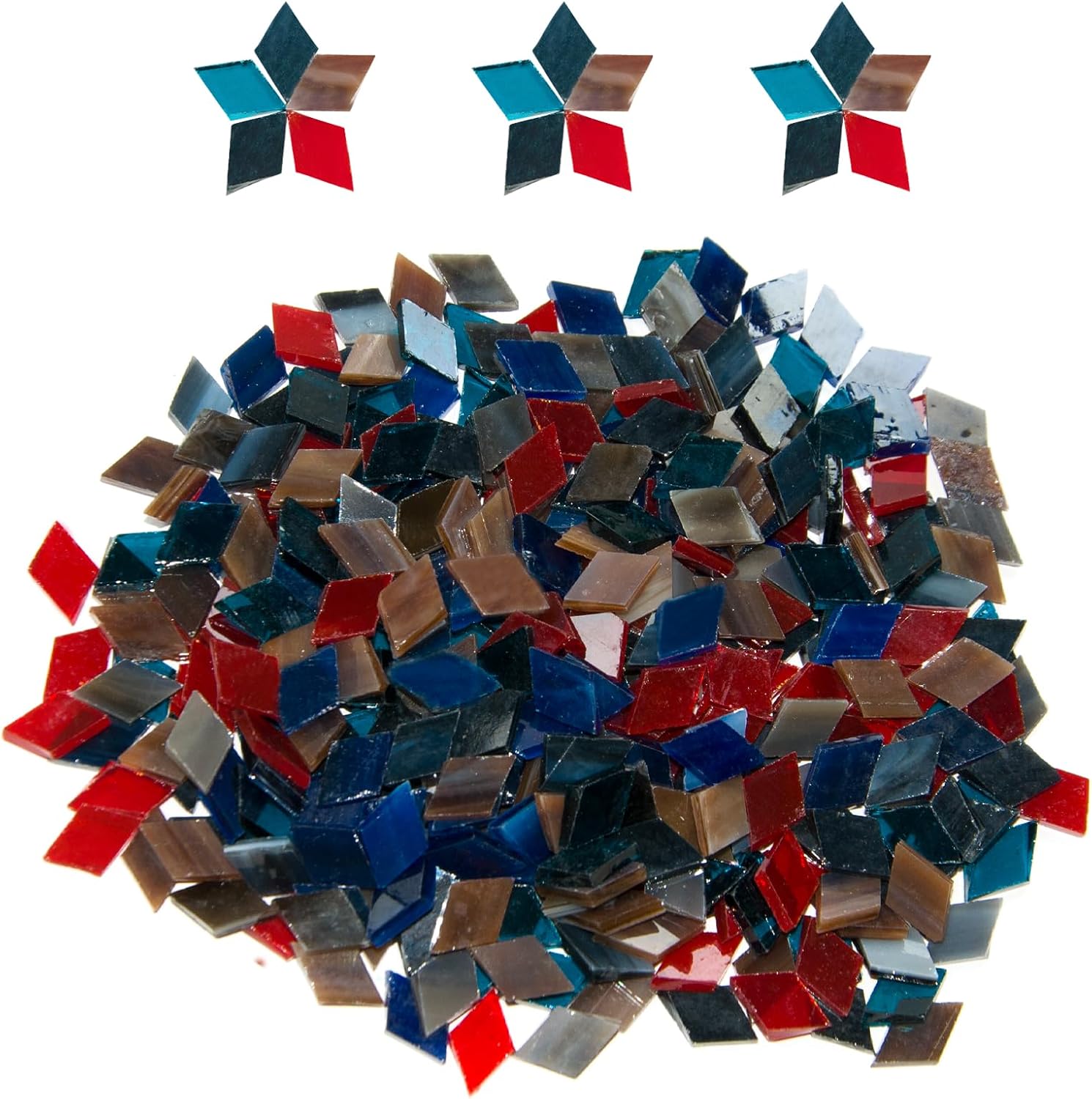 Small Glass Tiles for Crafts, 200g Stained Mosaic Glass Pieces, 320 Pcs Rhombus Shape Mosaic Glass Tiles Mosaic Supplies for Art Wall, Home Decoration, DIY Hobby (Mixed Color 01)