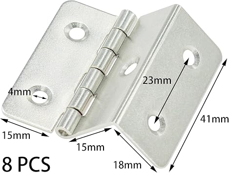 8 PCS Three Fold Hinges – Durable Metal Folding Hinges (Silver)