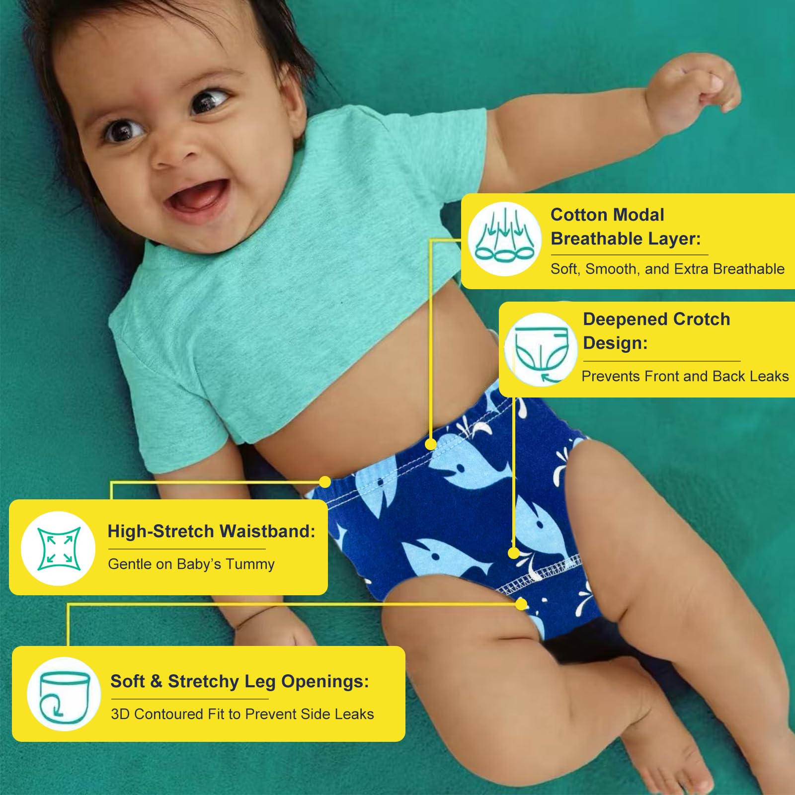 Upairy Training Pants for Boys Girls,Toddler Potty Training Underwear,Leakproof Reusable Kid Confident Panties,Children's Potty Underwear 100% Cotton for 2T-6T(8PCS,M) - 5