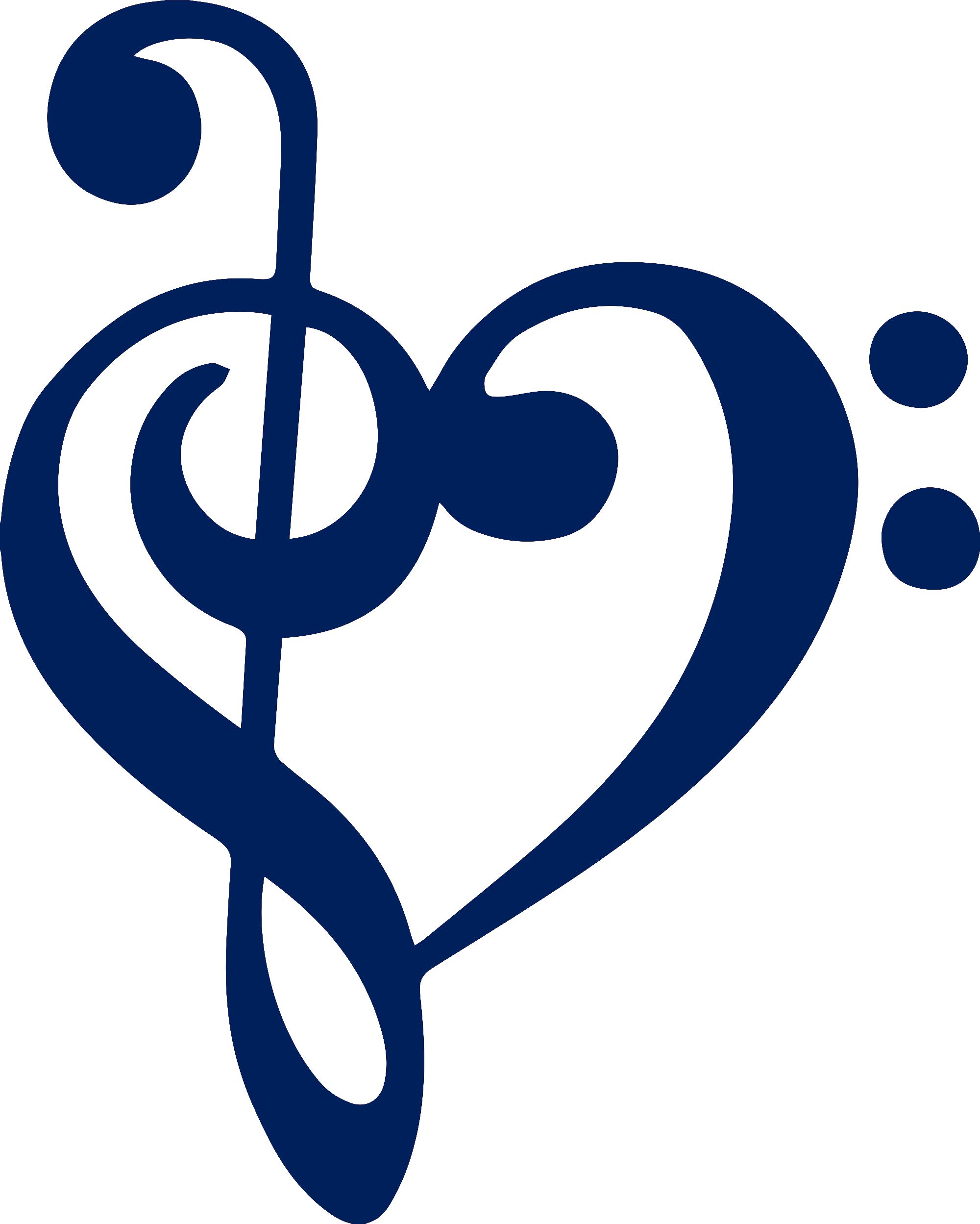 ANGDEST Treble Bass Clef Music Note Heart (Navy Blue) (Set of 2) Premium Waterproof Vinyl Decal Stickers for Laptop Phone Accessory Helmet Car Window Bumper Mug Tuber Cup Door Wall Decoration