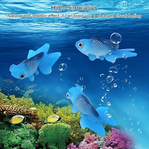 Miniatura 10 de Jerliflyer Adorno de simulación para pecera, silicona artificial, decoración Betta para acuario, adorno flotante falso de alta vida (pez dorado