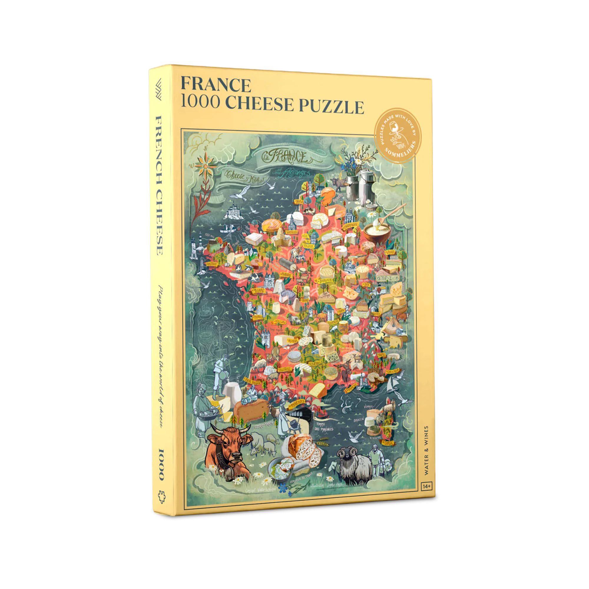 France Cheese Puzzle - 1000 Pieces Puzzle for Adults - Hand-Drawn Jigsaw Puzzle Featuring Unique Diversity from Normandy to Corsica — image 1