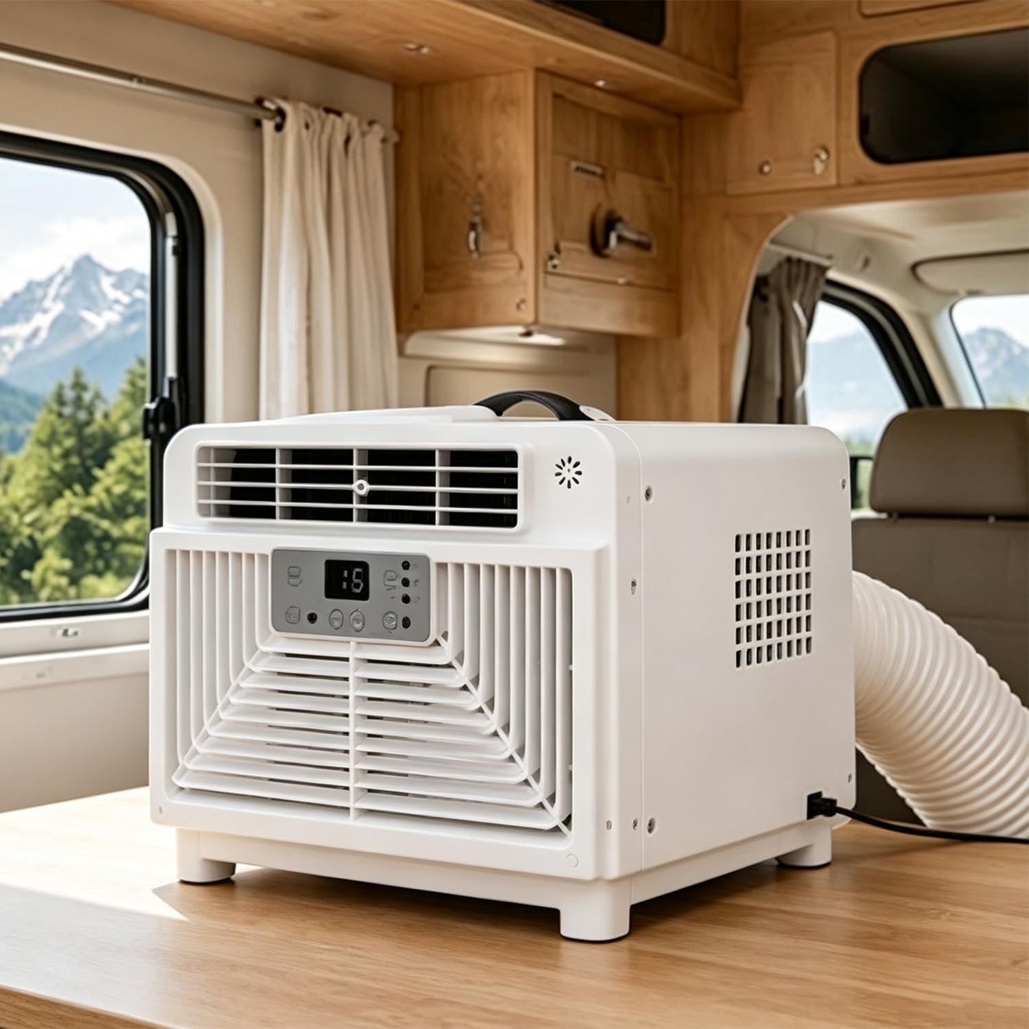 Qiang Aire Acondicionado Portátil 3400 BTU 300W Coolingonly | 4 Modos Refrigeración Rápida Deshumidificador Integrado Temporizador termostato 16-32 °C para Caravana Van Espacio Reducido
