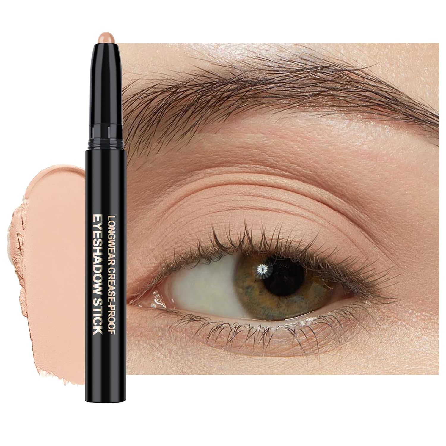 Nude Matte Eyeshadow Stick, Matte Eyes Brightener Pen, Nude Eyes Shadow Primer, Lasting Crease-Proof High Pigmented Crayon Naked Eyeshadow, Multiuse Eyes Makeup Stick for Liner and Shadow, 03 Desert