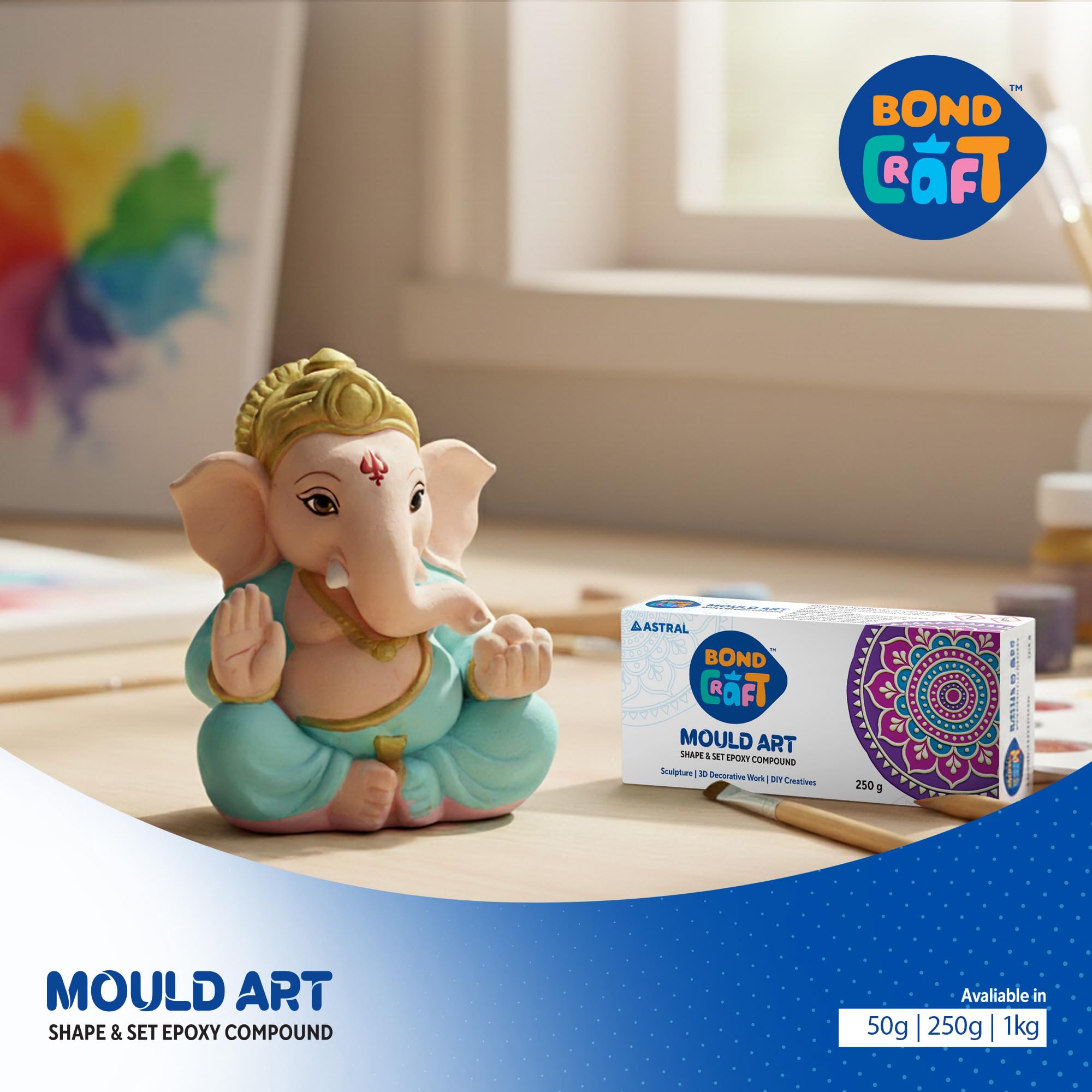 Bondcraft Mould Art | 250g | Air Dry Clay for Sculpting, 3D Art, Jewellery Making, Wall Hangings & DIY Projects | Durable & Easy to Use | for Artists, Students & Hobbyists 3