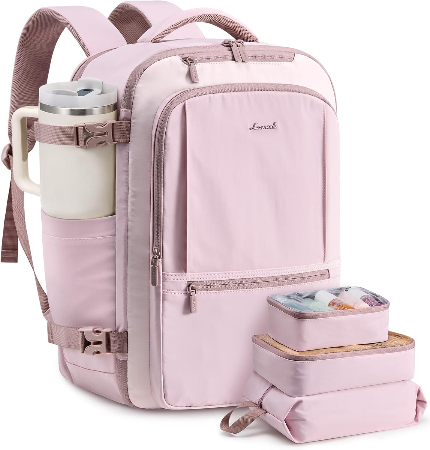 LOVEVOOK Travel Backpack for Women, 40L Large Carry On Backpack Airline Approved, TSA Personal Item Weekender Bag, Water Resistant Laptop Backpacks with 3 Packing Cubes for Travel Essentials