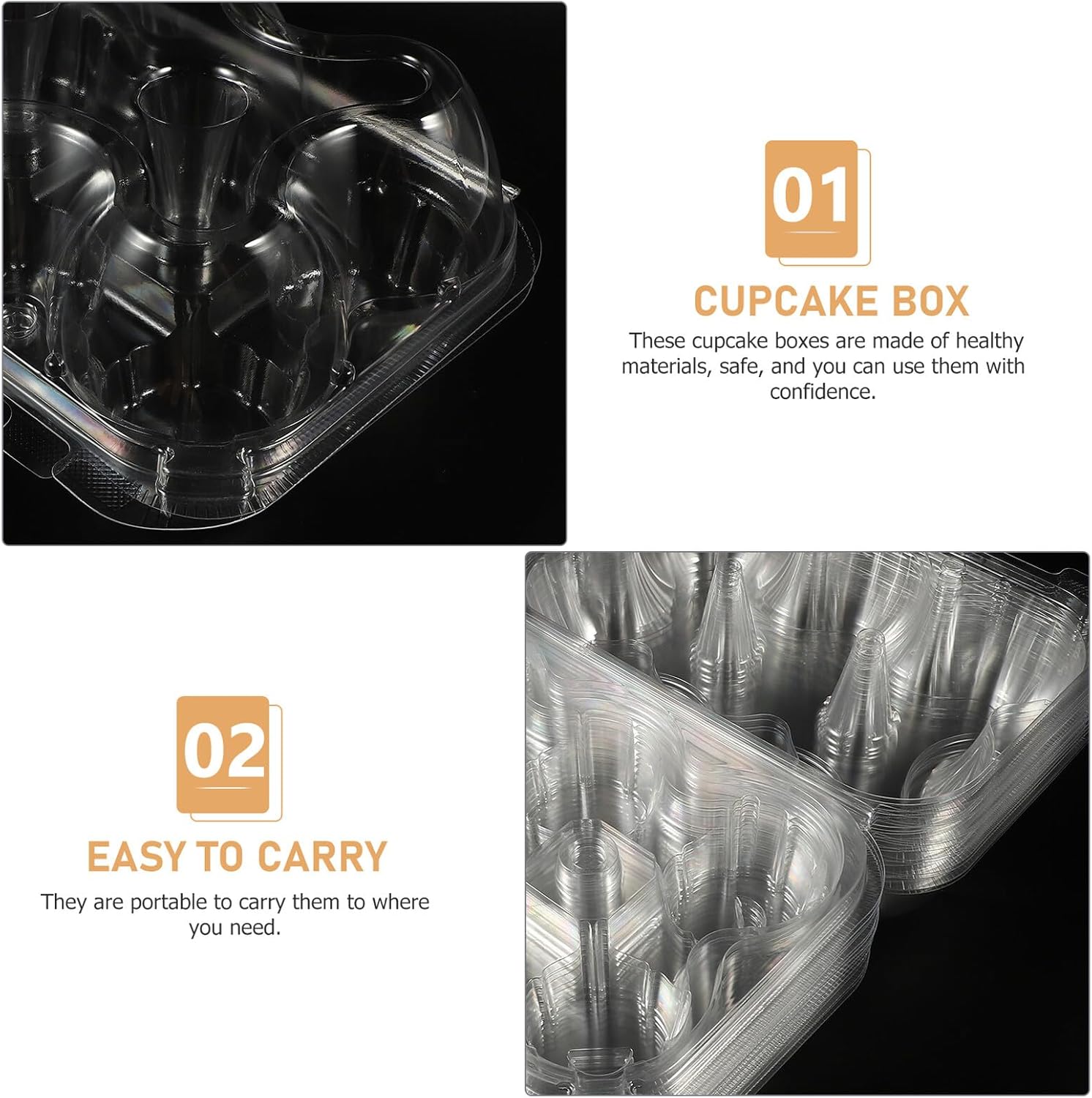 Uonlytech 15pcs Pet Cupcake Boxes Multi-function Dessert Containers Portable Cookie Storage Holders for Baking and Party Use