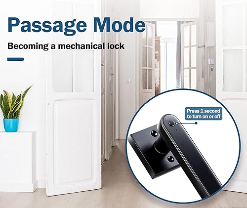 Miniatura 6 de Pomo de puerta de huellas dactilares, cerradura de puerta de entrada sin llave con 4 formas de desbloqueo, perilla de puerta biométrica (con