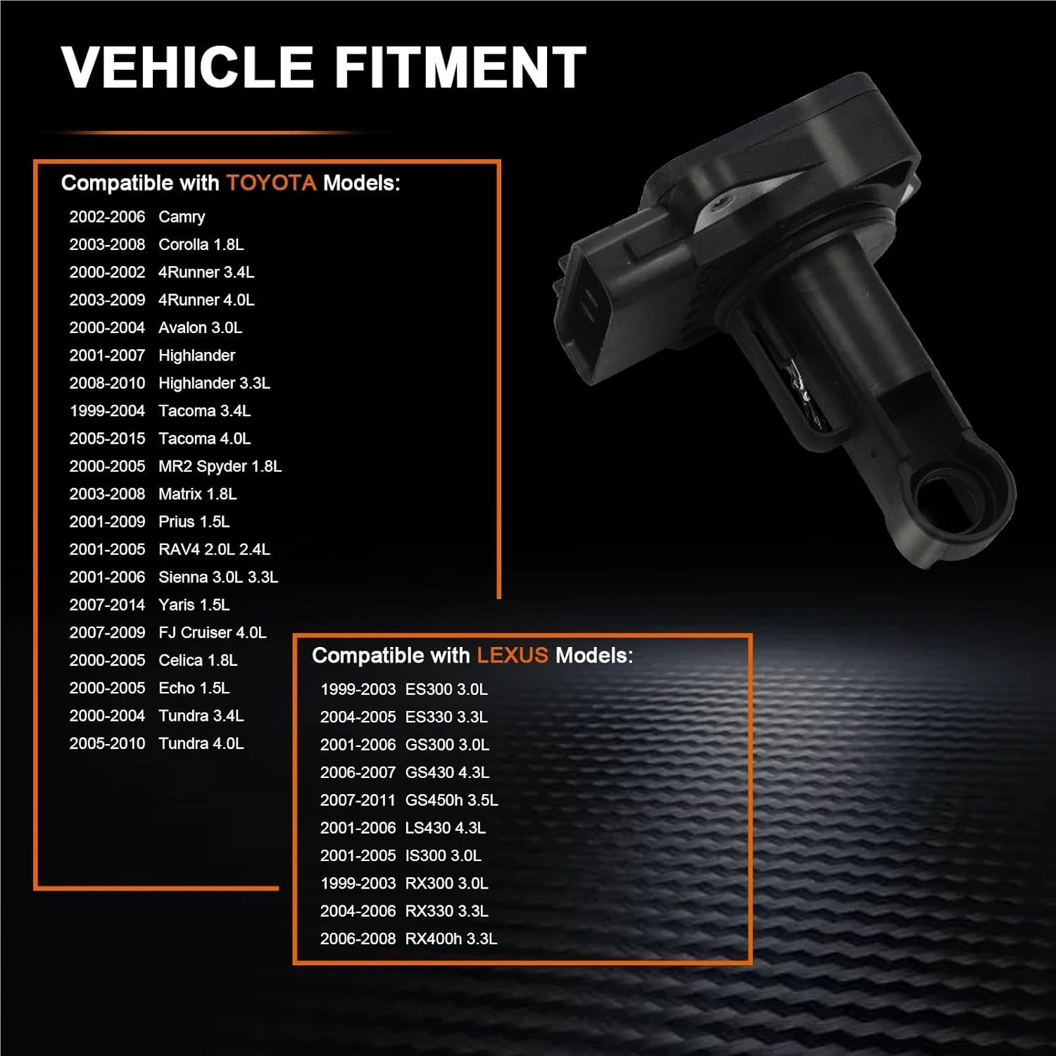 22204-21010 Mass Air Flow Sensor MAF Compatible with ES300/RX300