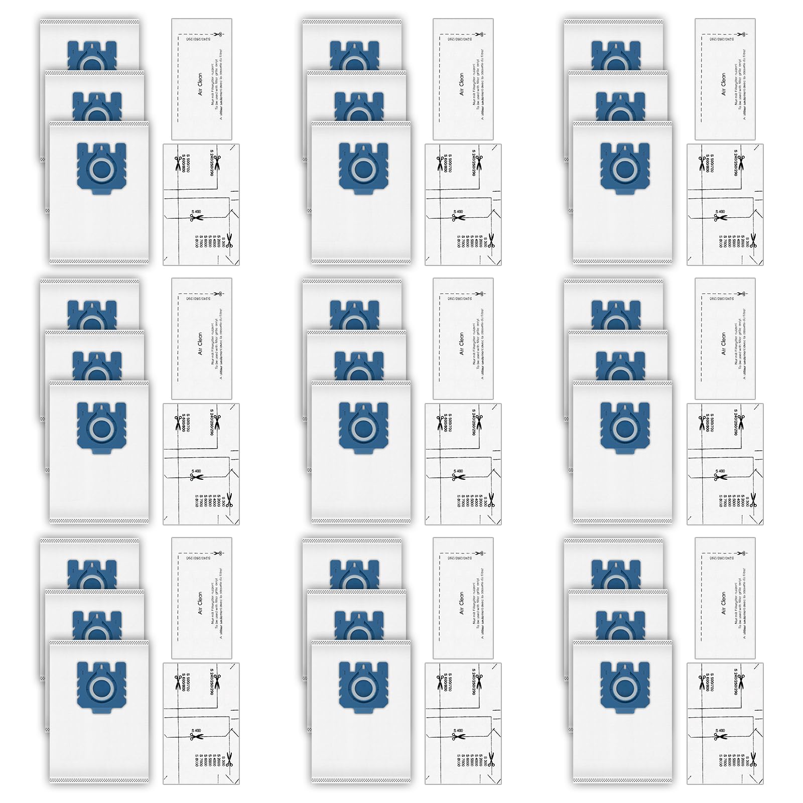 (36 Pack) Dust Bags Airclean Filters Compatible with Miele GN Vacuum Cleaner, C1, C2, C3, S227, S240, S270, S400, S400i, S600, S2, S5, S8 Series, 3D Efficiency Hoover Bag, Vacuum Bags