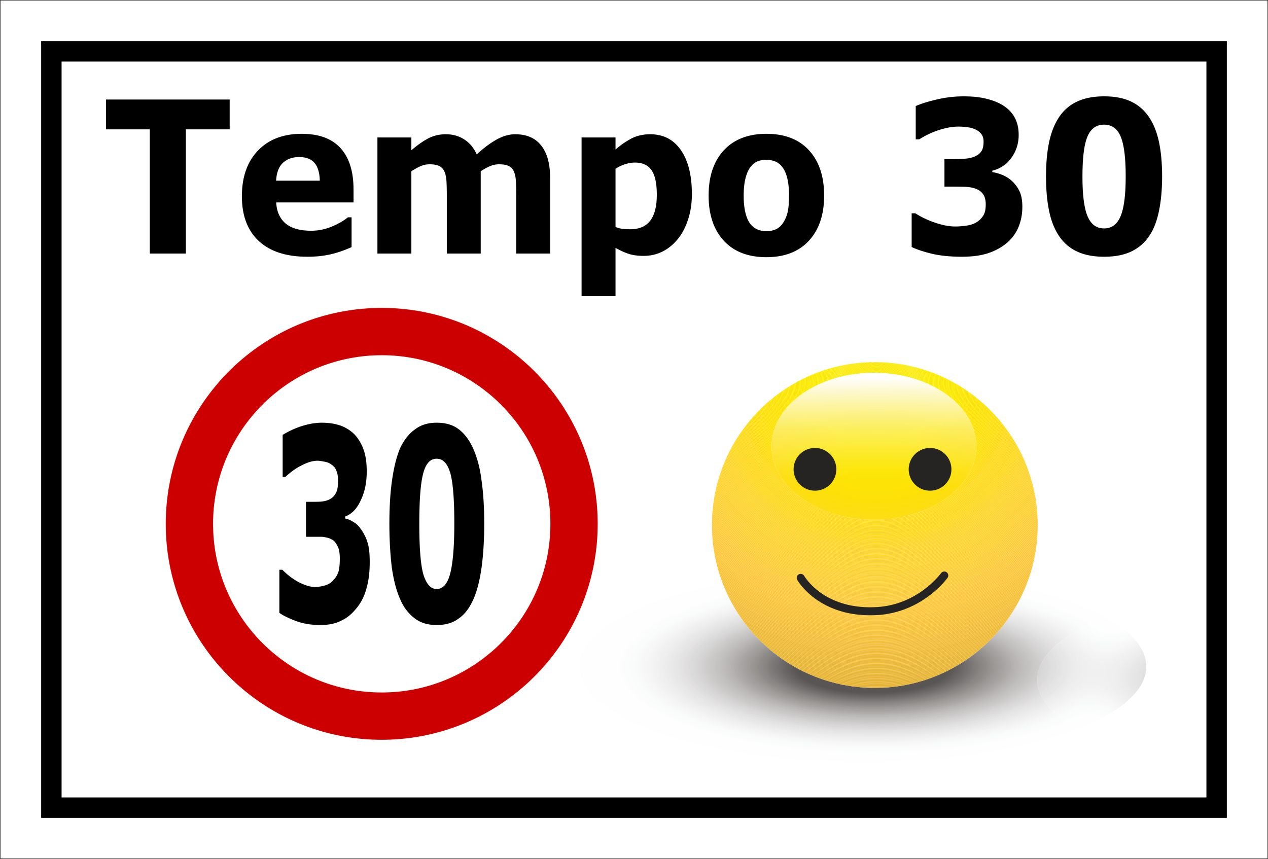 Schild Tempo 30 km/h maximal – 60x40 cm – 3mm Aluverbund – Bohrlöcher – mehrere Größen/Materialien