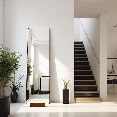 Miniatura 6 de Soporte de espejo de madera de longitud completa - Soporte antideslizante para espejo de piso y estante de exhibición de ilustraciones