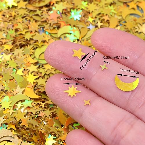 Miniatura 6 de Decoración de confeti de mesa con purpurina y estrella de luna, confeti de mesa, decoración de estrella lunar para cumpleaños, boda, tema de papel