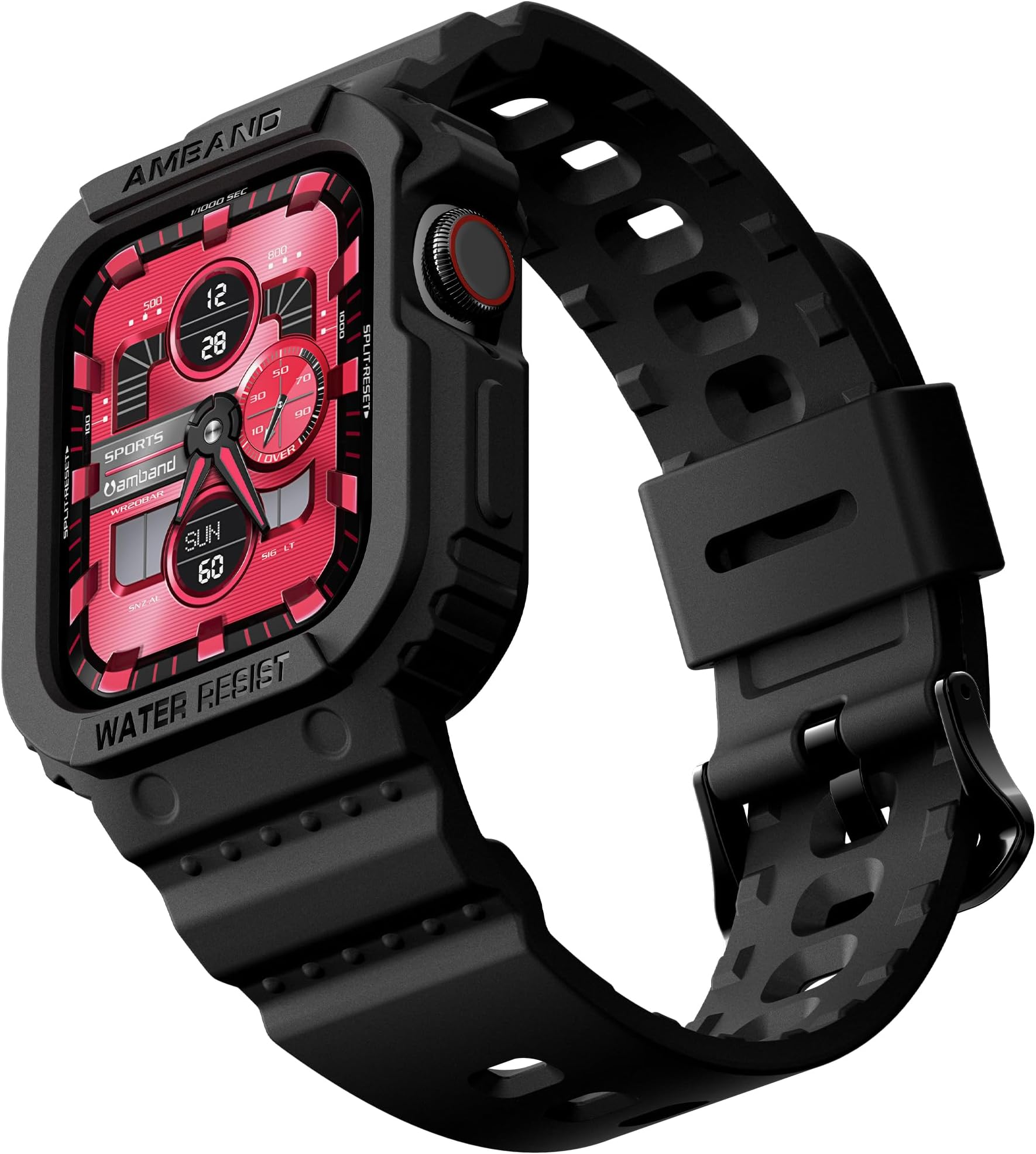 amBand MF Sport Case with Band for Apple Watch Series 9/8/7 (41mm) / Series SE2/SE/6/5/4 (40mm) / Series 3 (38mm) Unisex Flower, 38 mm/40 mm/41 mm, Polyurethane, No Gemstones