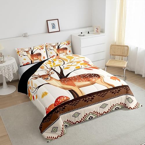 Miniatura 4 de Juego de edredón de ciervos, tamaño individual, regalos para el día de Acción de Gracias, ropa de cama para niños y niñas, ropa de cama de cosecha