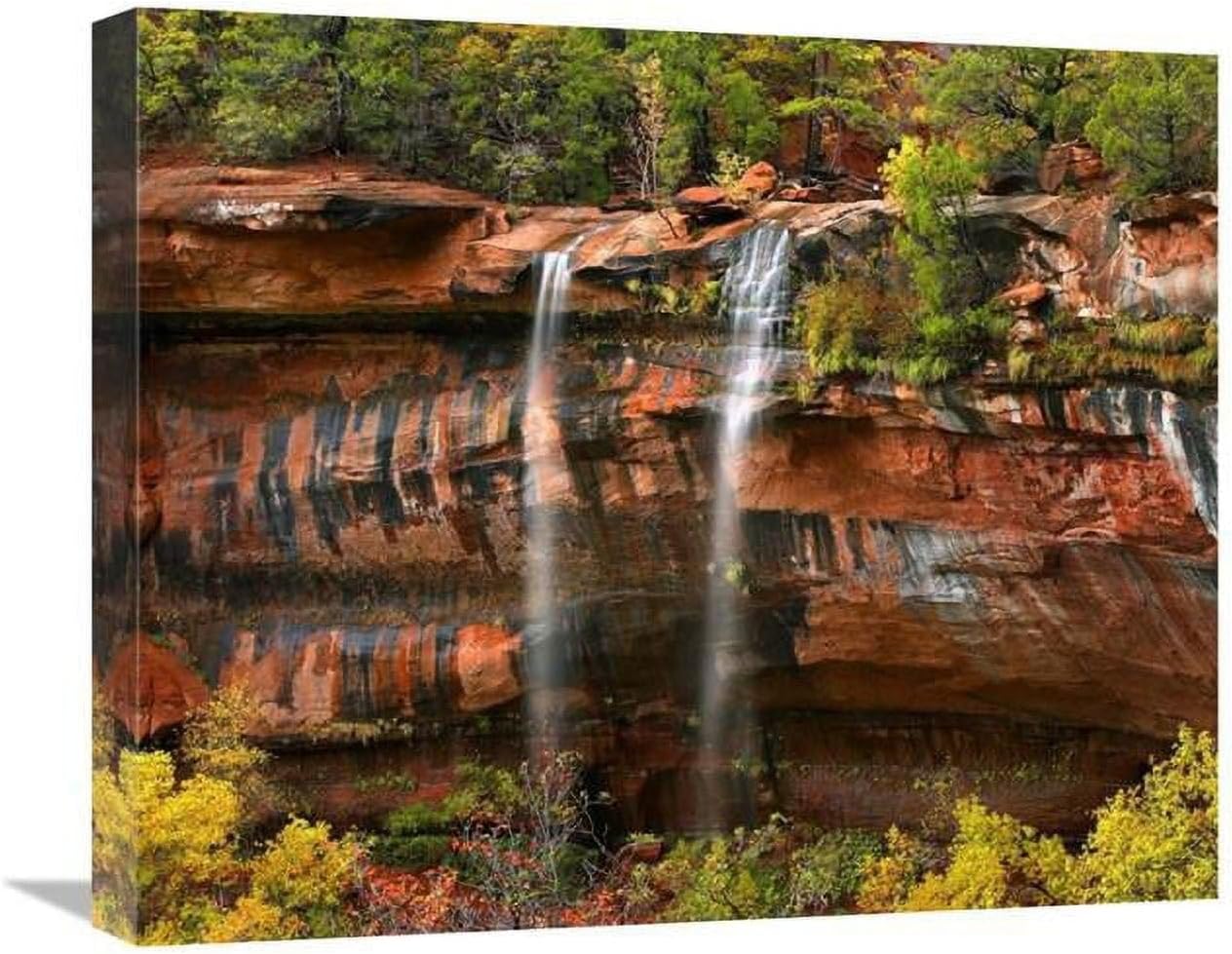 22 in. Cascades Tumbling 110 Feet at Emerald Pools, Zion National Park, Utah Art Print - Tim Fitzharris