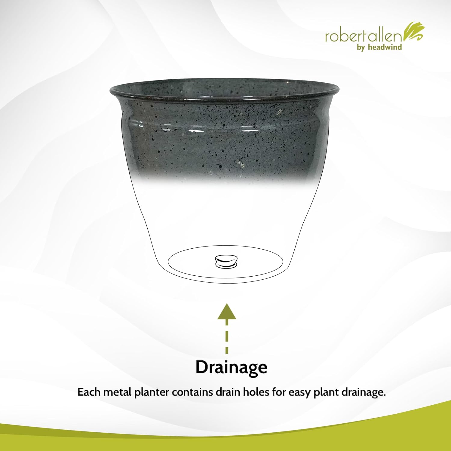 Headwind Riverside Collection – 8" Calcite Grey Glazed Decorative Plant Pots Indoor with Drainage & Outdoor - Modern Flower Pot Weather-Resistant Lightweight Planter by Robert Allen