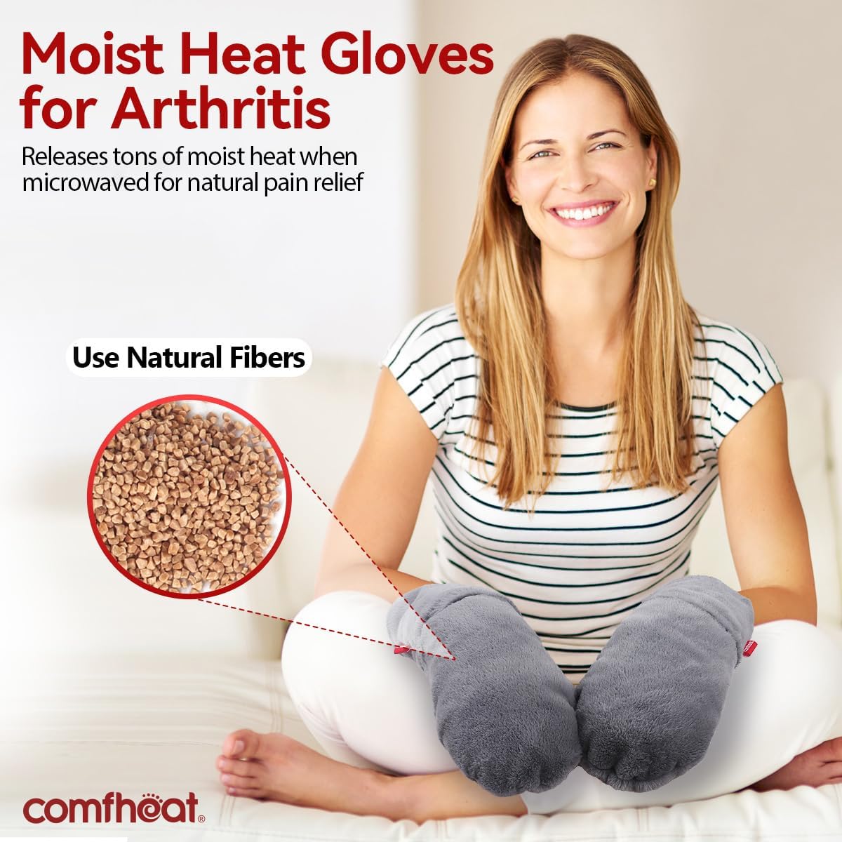 Microwavable Heated Gloves for Arthritis Hands Pain Relief, Microwave Hand Warmers Mittens Moist Heat Hand Mitts Gift for Women Men Rheumatoid Arthritis Wrist Pain, Washable